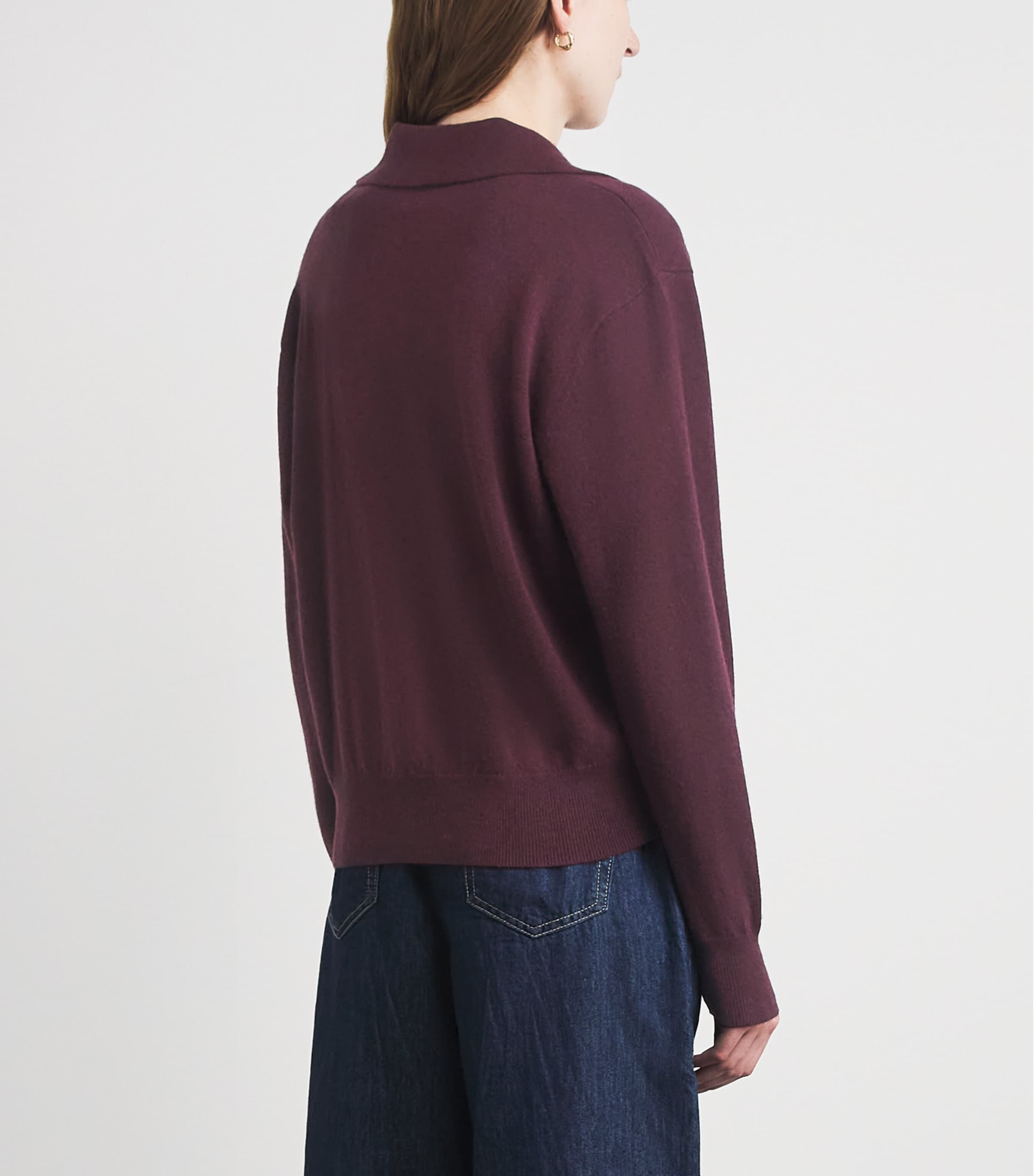 Claudie Pierlot Womens Wool-Cashmere Polo Sweater Aubergine Image 5