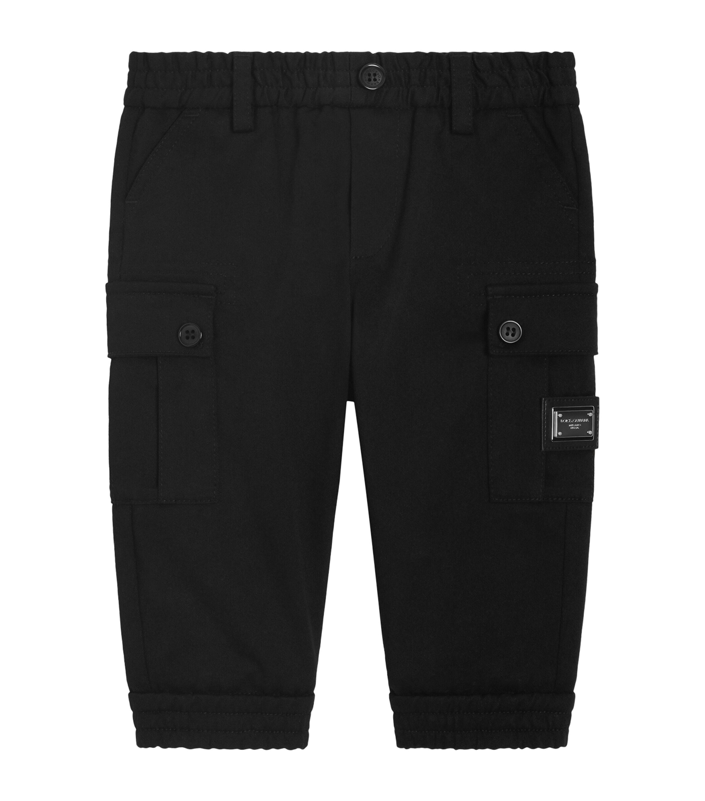 Dolce&Gabbana Kids Cotton Gabardine Cargo Trousers (3-30 Months) Black Image 1