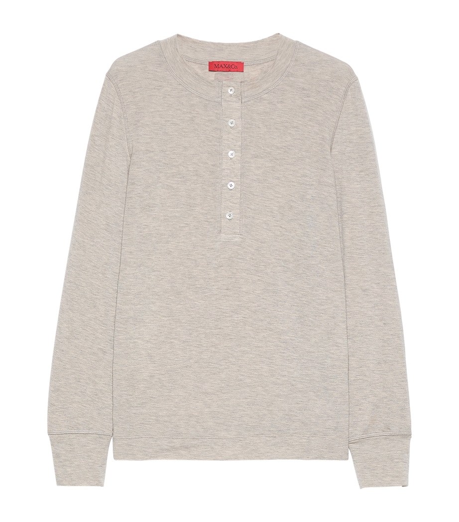 MAX&Co. Womens Cotton Button-Up Top Off White Image 1