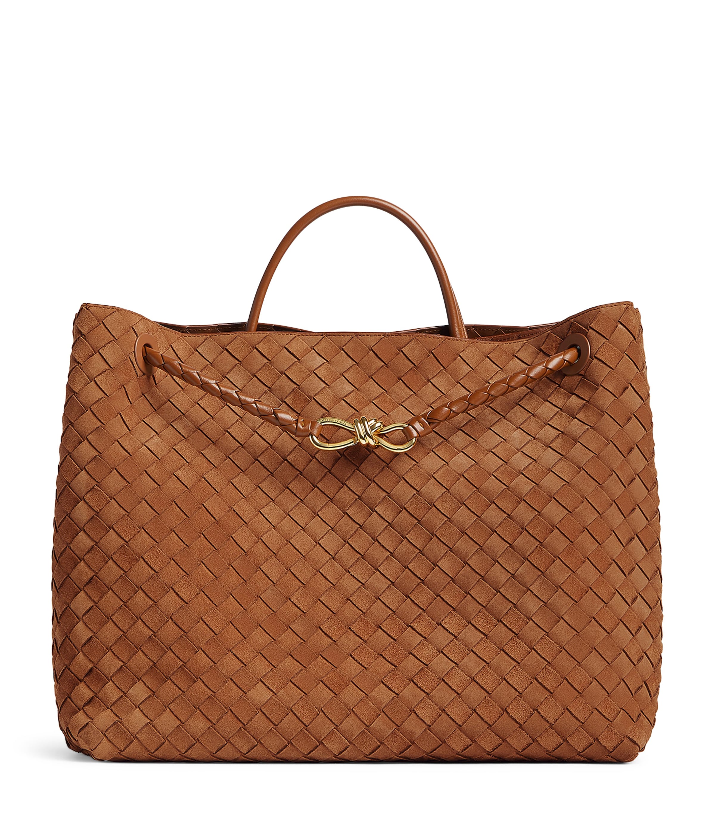 Bottega Veneta Large Suede Andiamo Top-handle Bag In Brown
