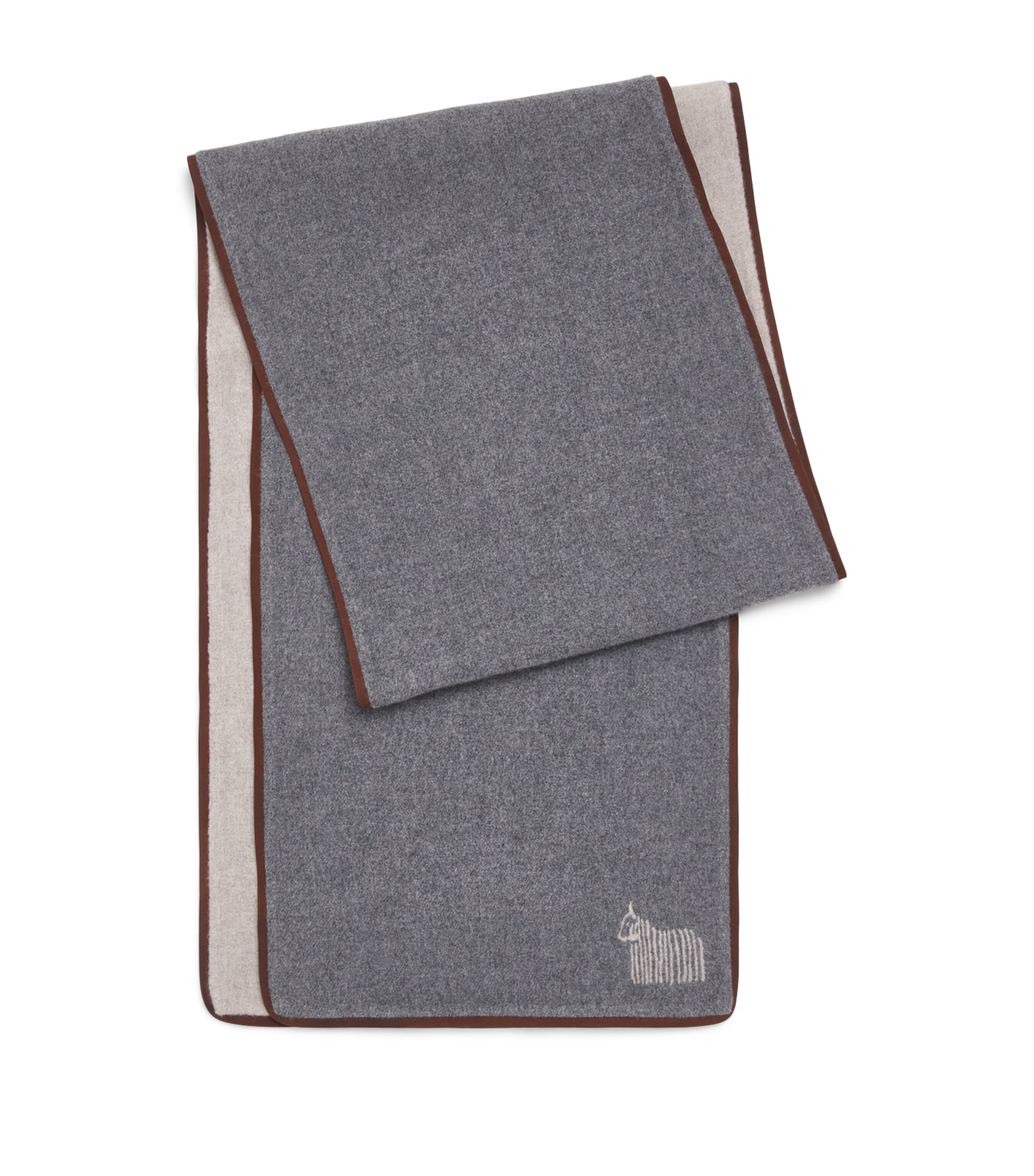 Colombo Cashmere Nubuck-Trim Scarf Greige Image 1