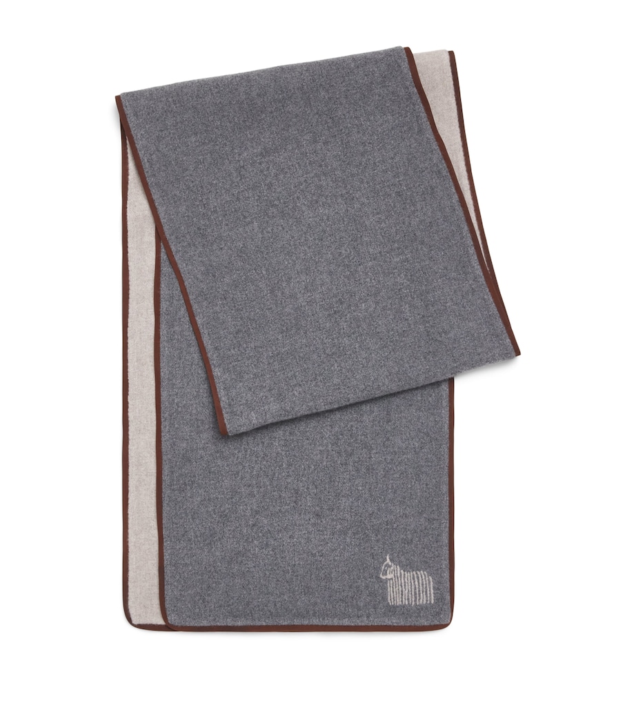 Colombo Cashmere Nubuck-Trim Scarf Greige Image 1