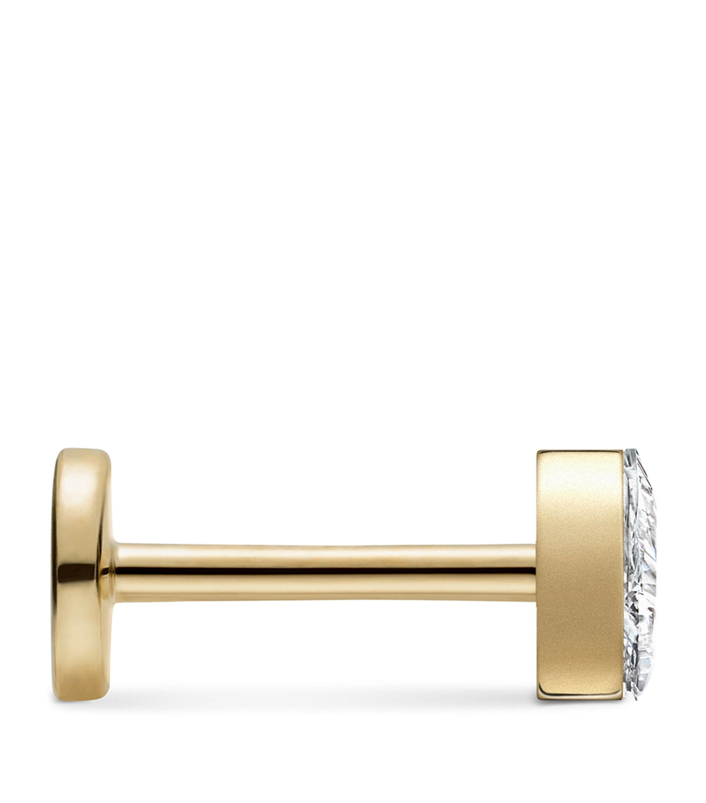 Yellow Gold Invisible Set Triangle Diamond Threaded Stud Earring (4mm) YELLOW GOLD Image 5