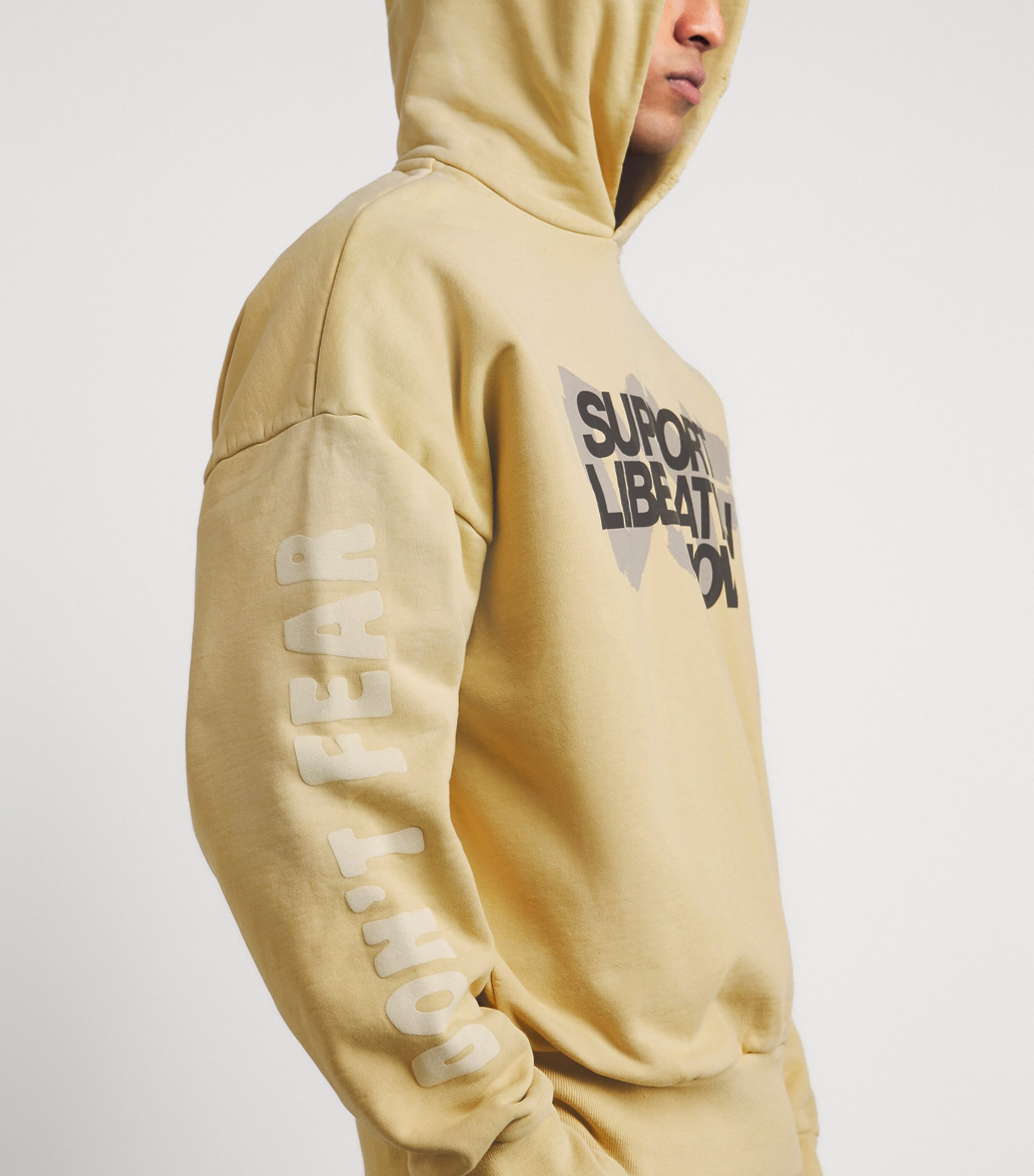 Fear Of God Mens x DSYF Support Liberation Now Hoodie Clay/ Image 3