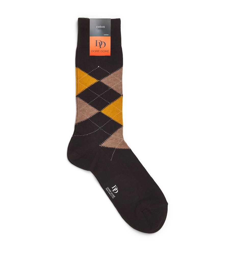 Doré Doré Mens Argyle Socks Chocolat Image 1