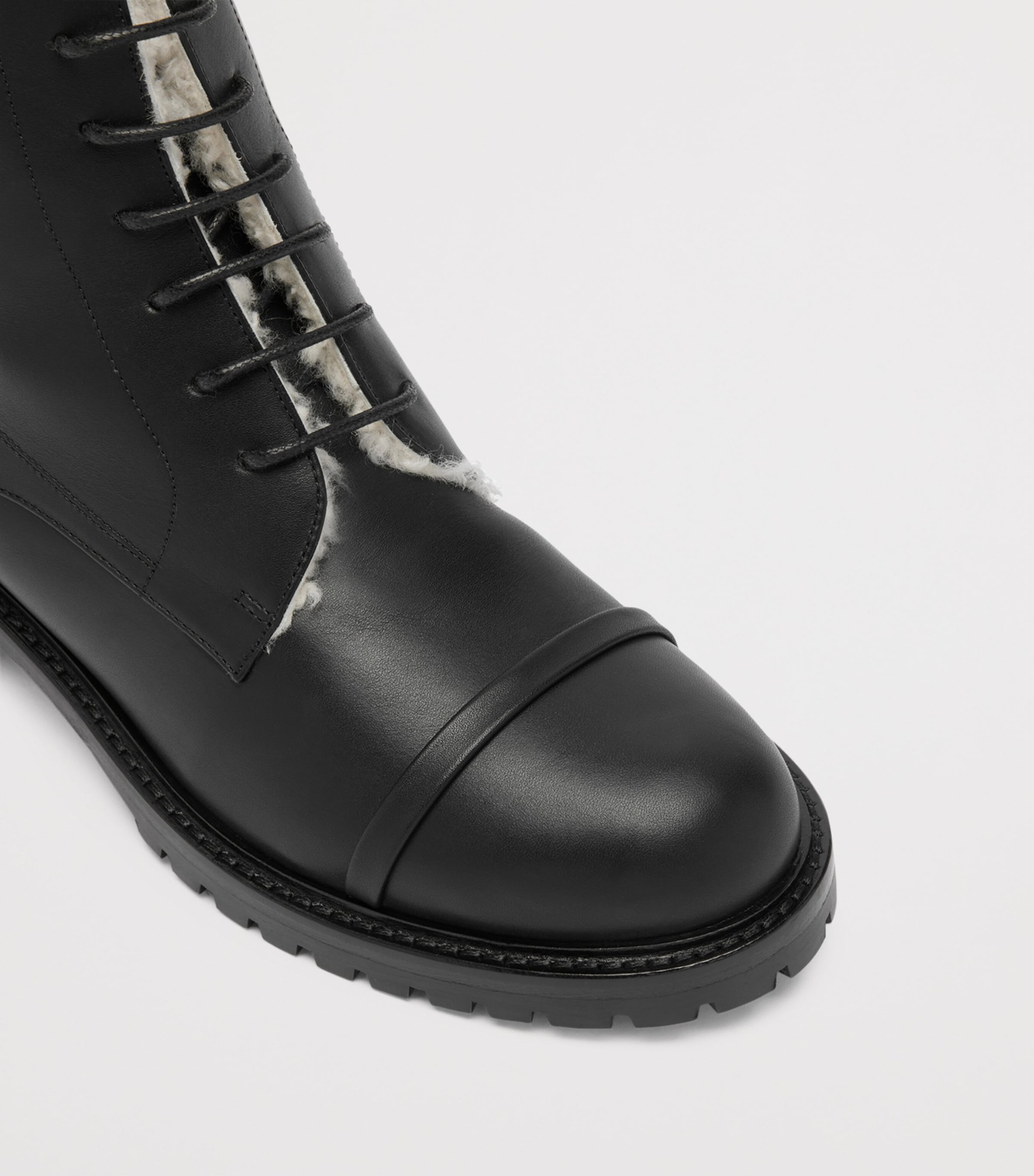 Leather-Shearling Miller Ankle Boots BLACK Image 5