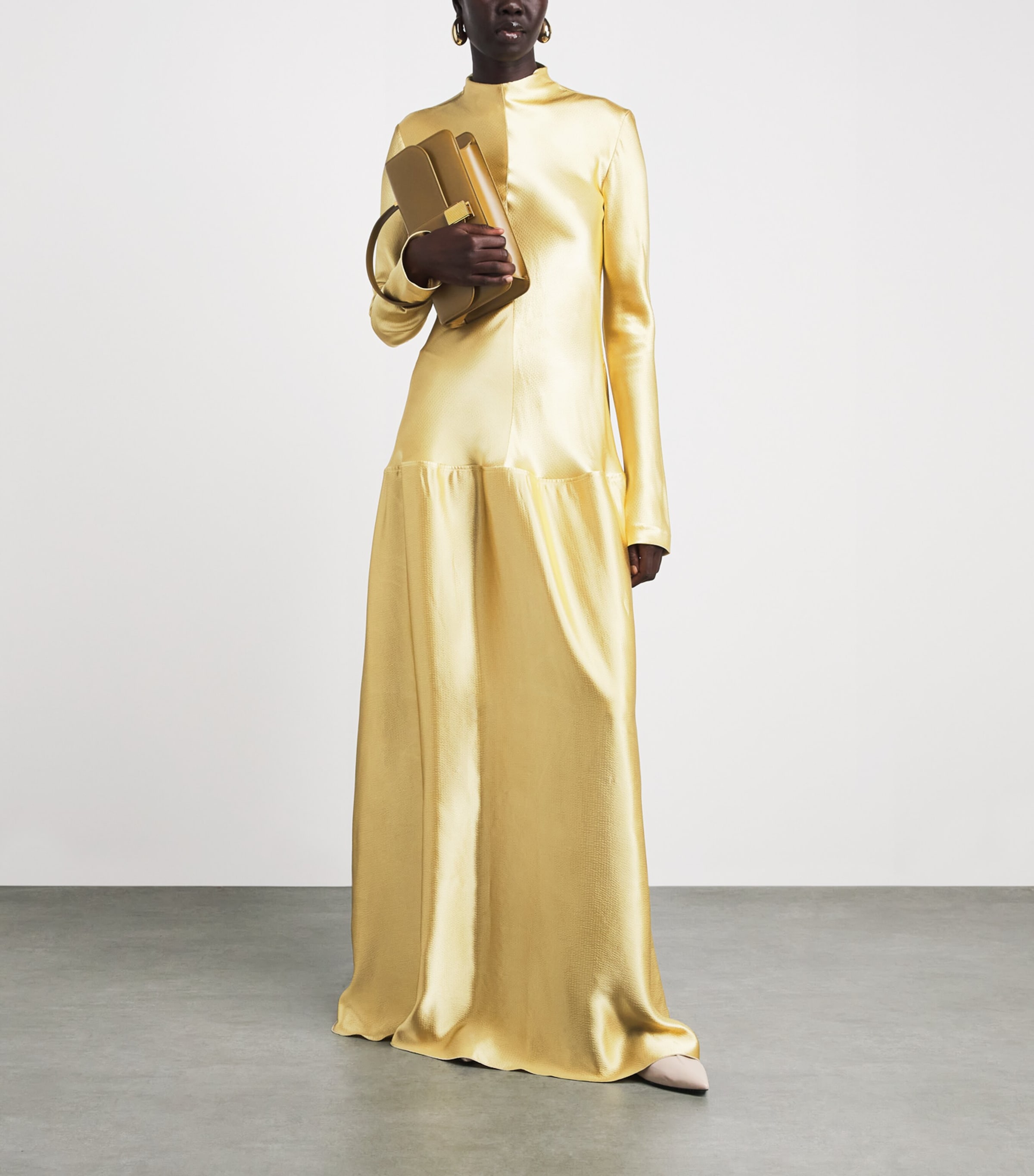 FFORME Womens Satin Mila Maxi Dress Pale Gold Image 2