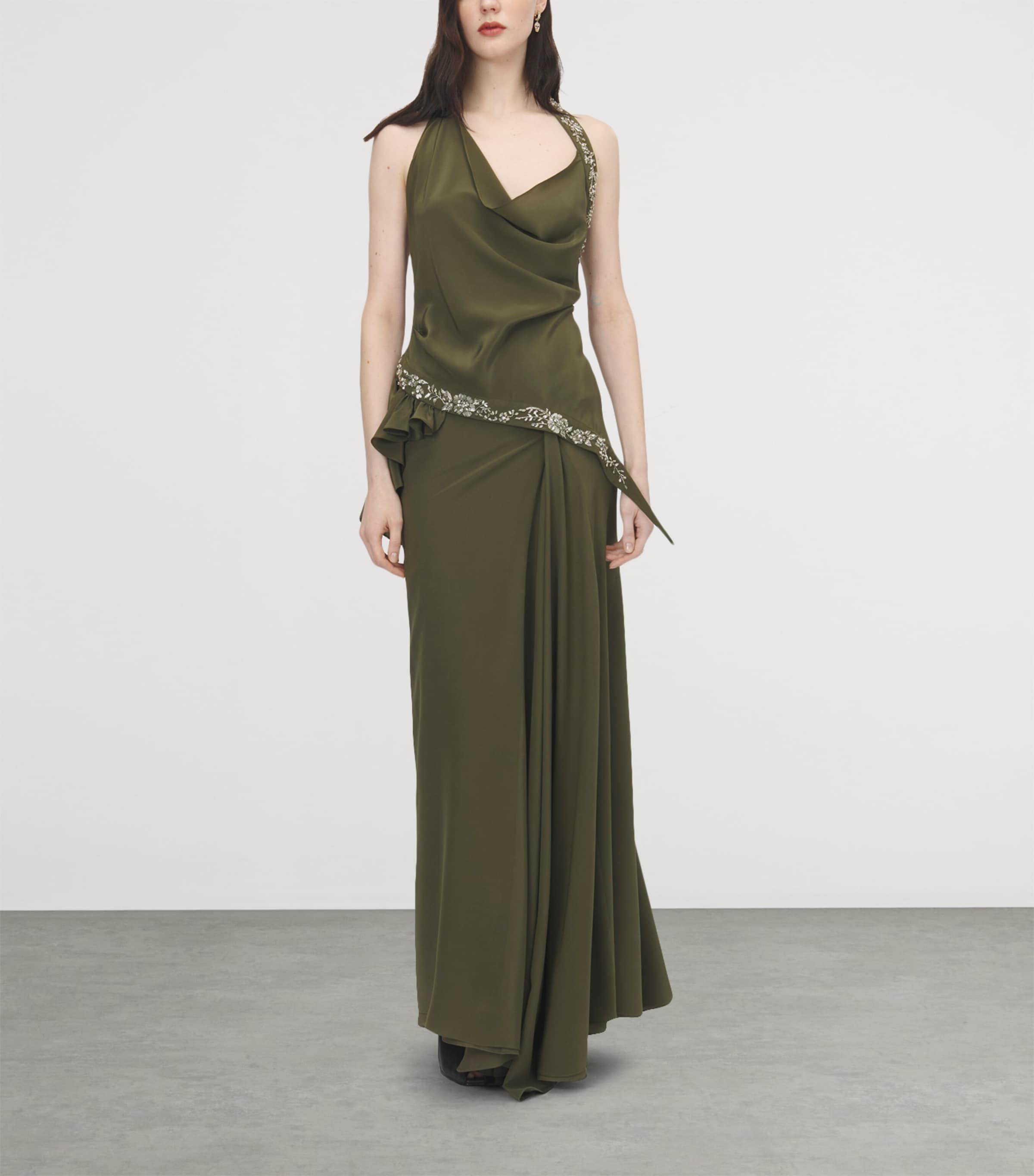 McQueen Womens Silk Cowl-Neck Halterneck Top Image 2
