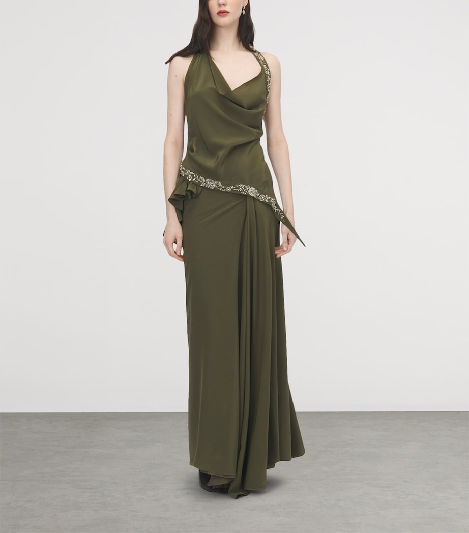 McQueen Womens Silk Cowl-Neck Halterneck Top Image 2