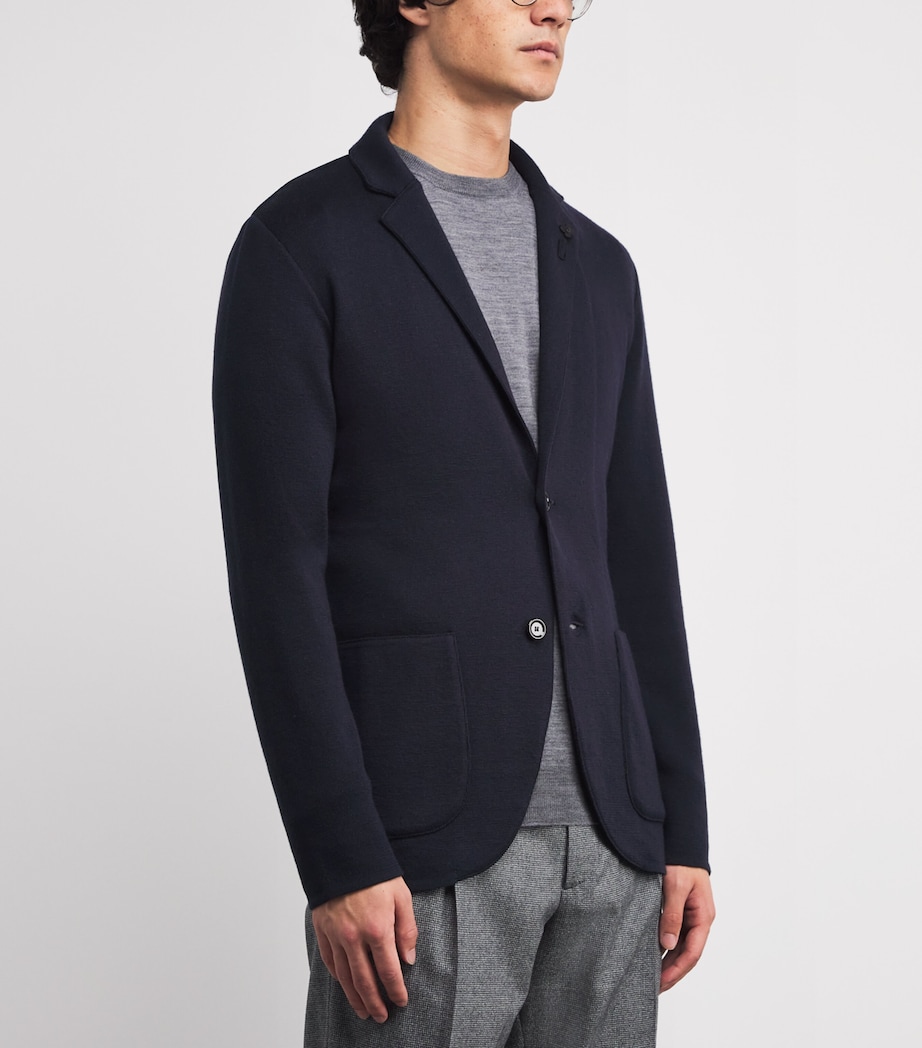 Virgin Wool Knitted Blazer 850-NAVY Image 3