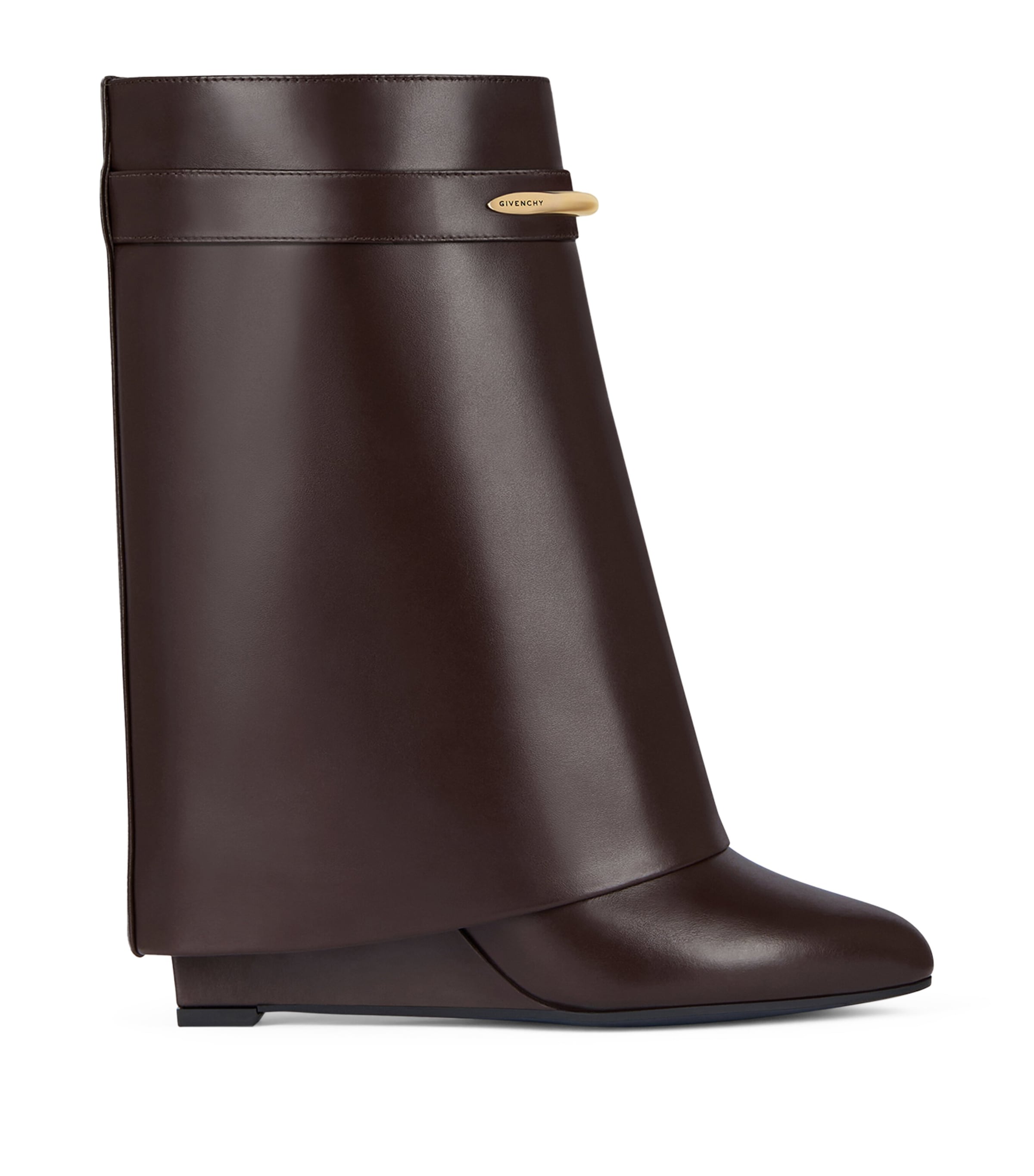 Leather Shark Ankle Boots 95 EBONY BROWN Image 1