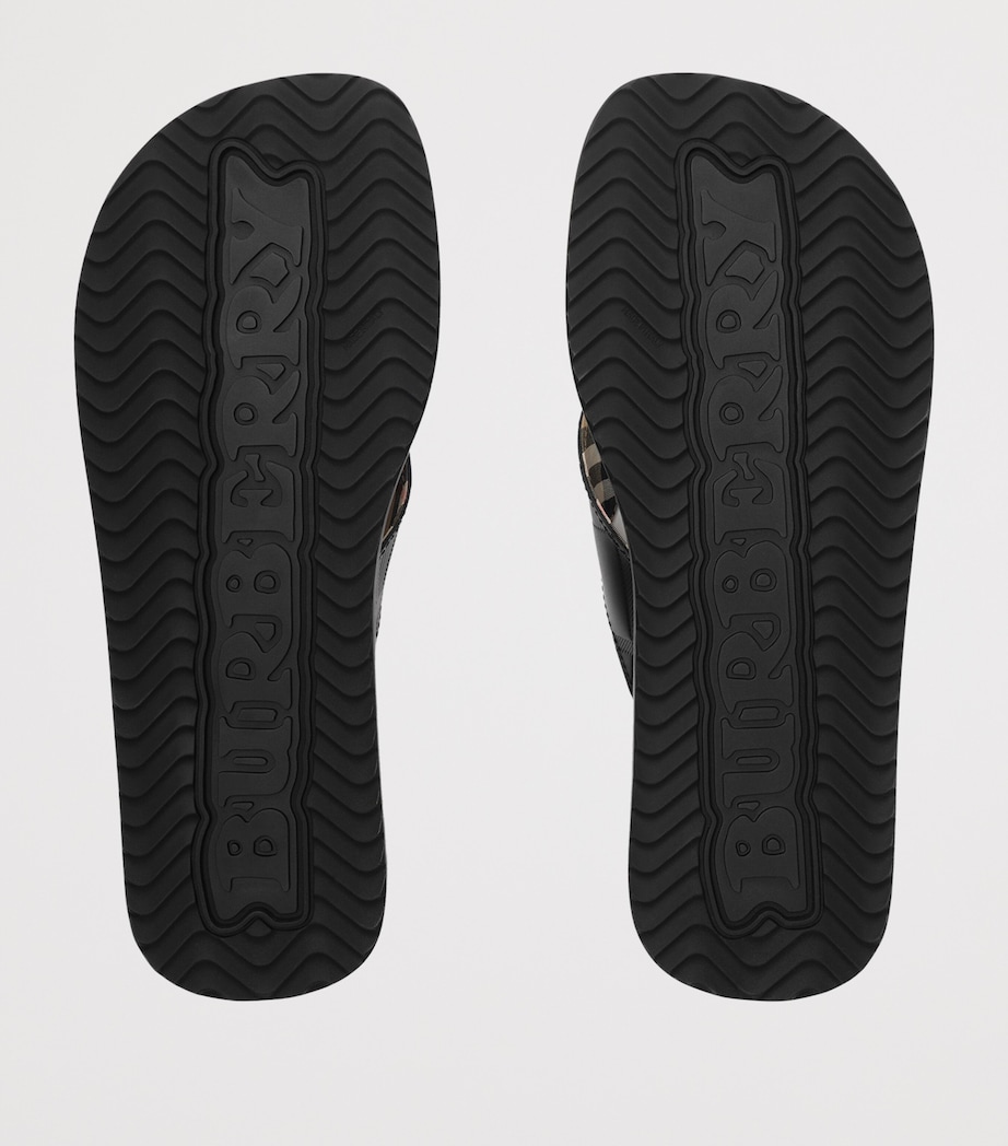 Burberry Leather Embossed Check Pavilion Sandals Black Image 5