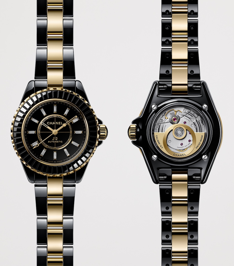 Yellow Gold, Ceramic and Diamond J12 Calibre 12.2 Watch 33mm BLACK Image 3