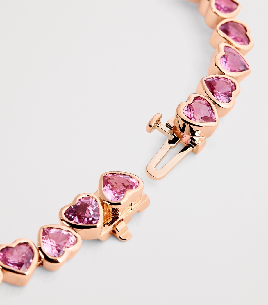 Rose Gold and Sapphire Heart Tennis Bracelet ROSE GOLD Image 5