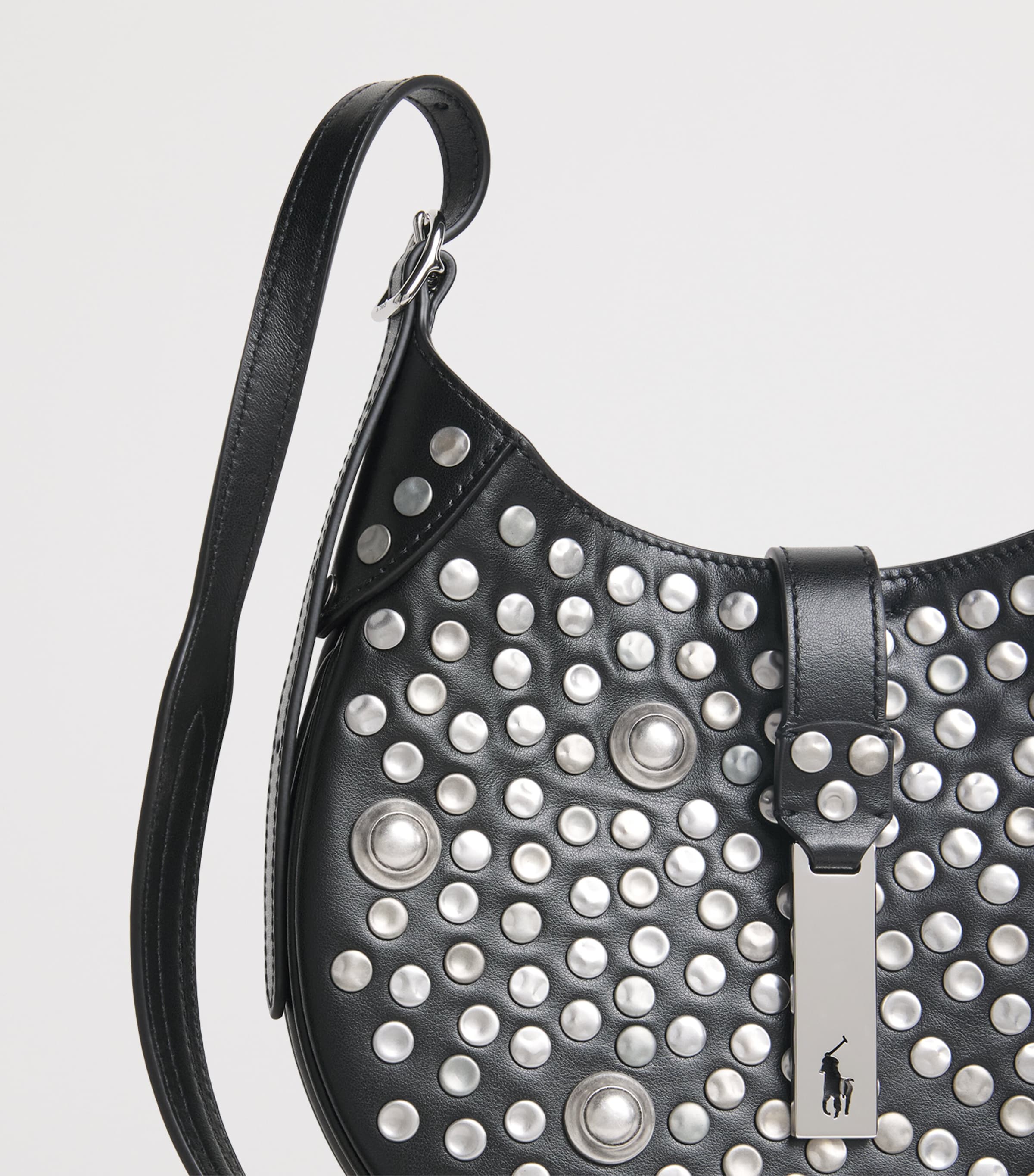 Polo Ralph Lauren Leather Studded Polo ID Shoulder Bag Black Image 5