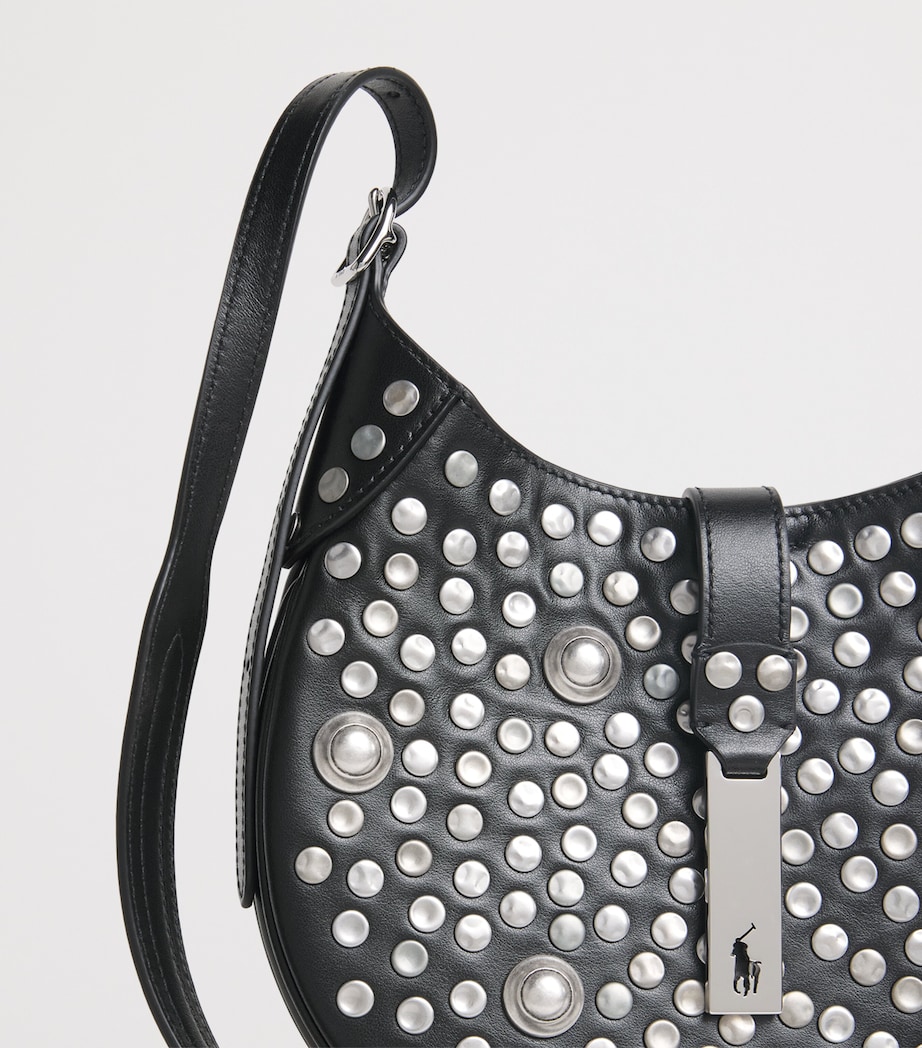 Polo Ralph Lauren Leather Studded Polo ID Shoulder Bag Black Image 5