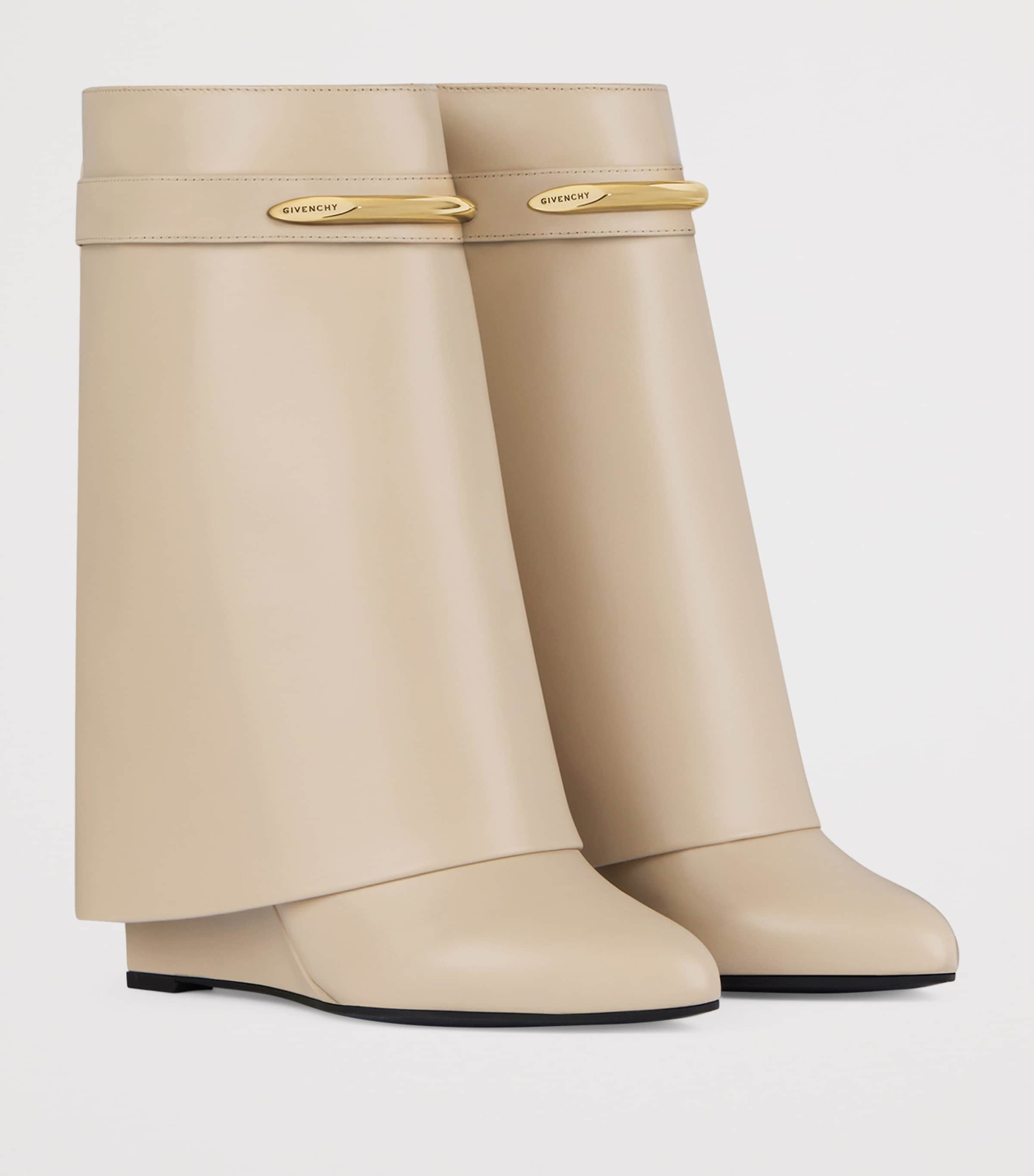 Leather Shark Ankle Boots 95 BEIGE Image 2