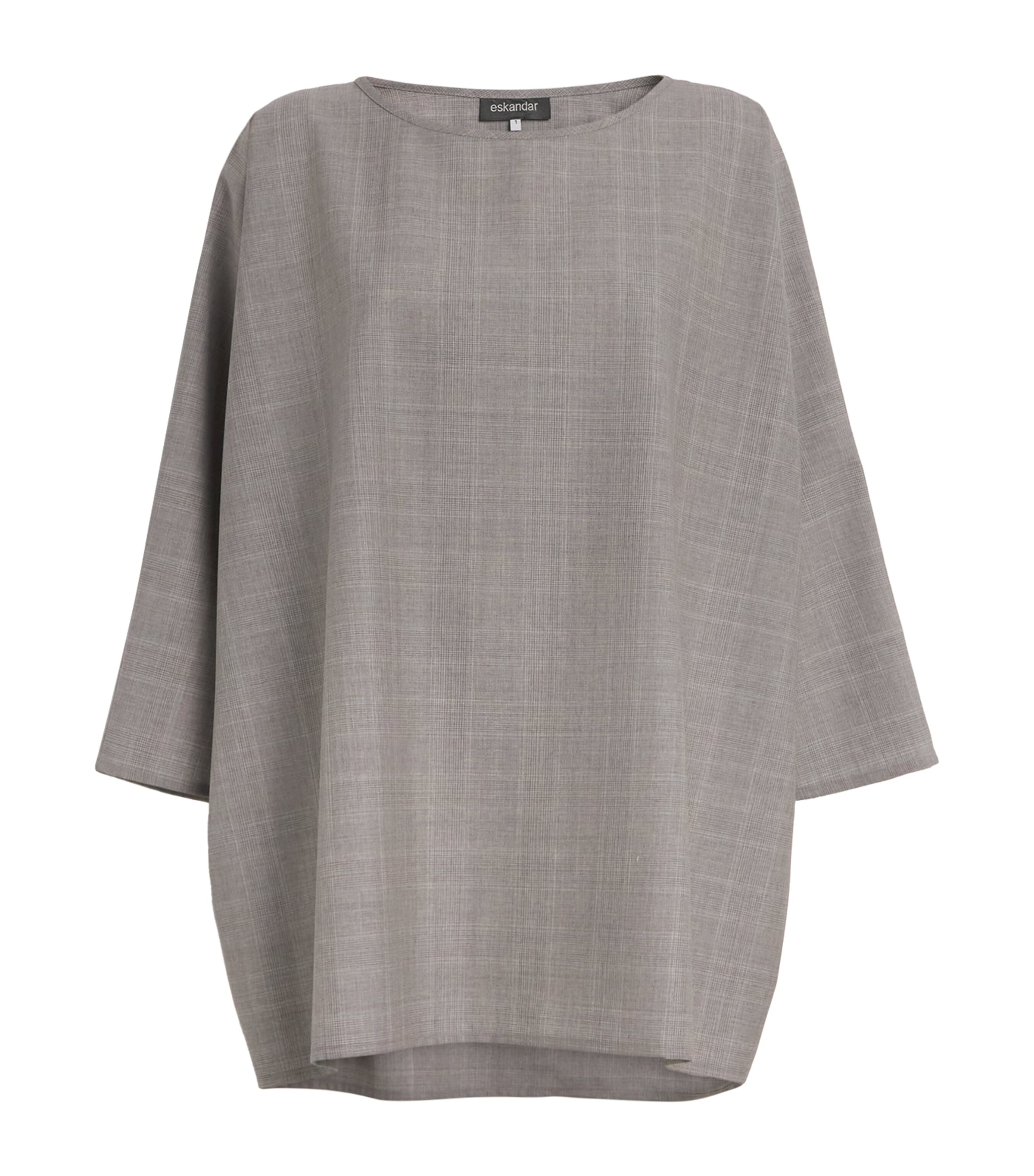 Eskandar Virgin Wool Boat-neck Blouse In Gray