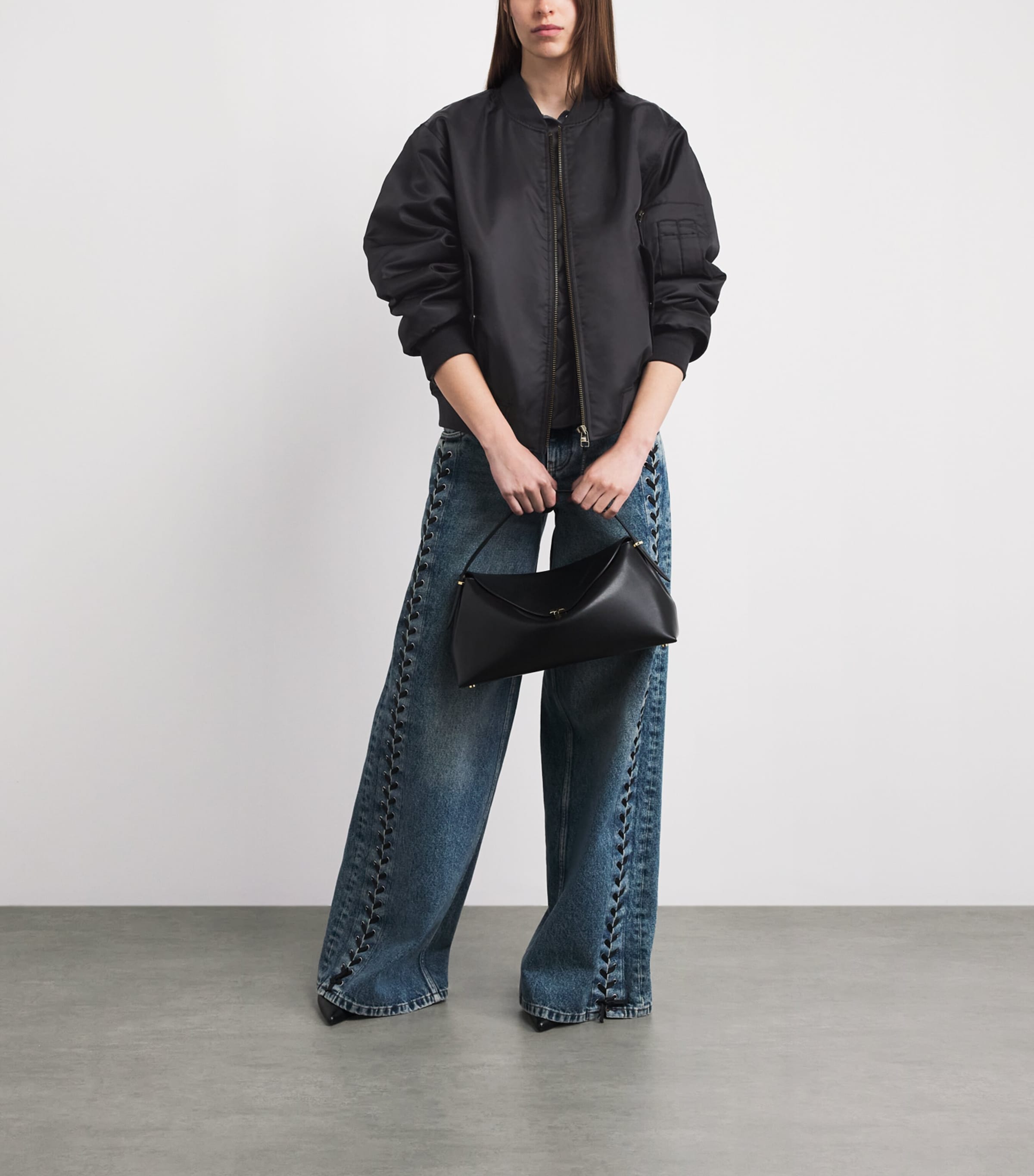 ANINE BING Womens Leon Bomber Jacket Black Image 2