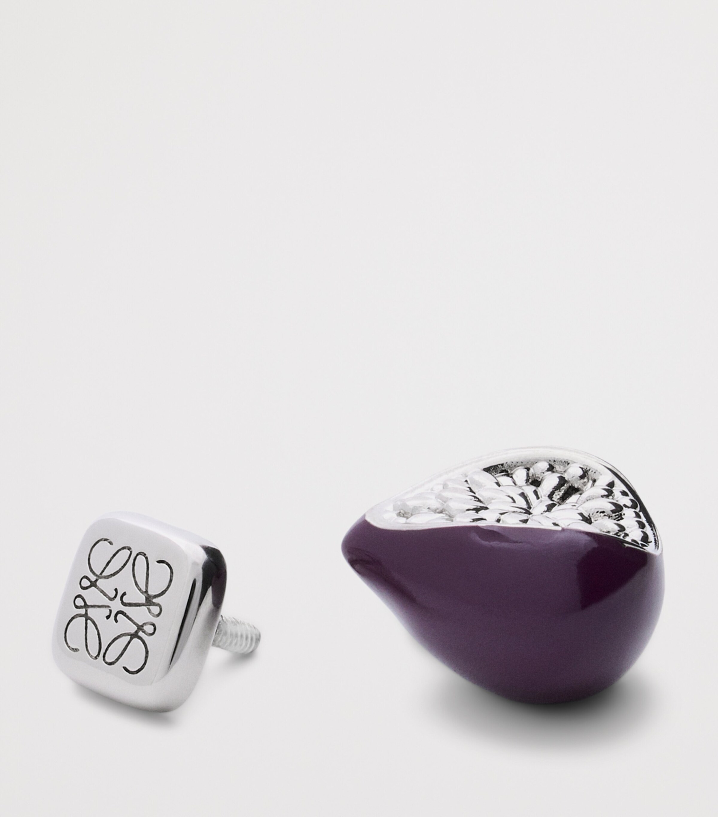 LOEWE Metal Fig Pin Charm Purple Image 2