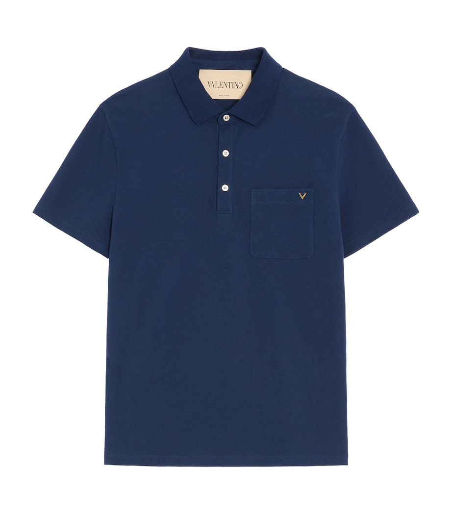 Valentino Mens Cotton VGold Polo Shirt Image 1