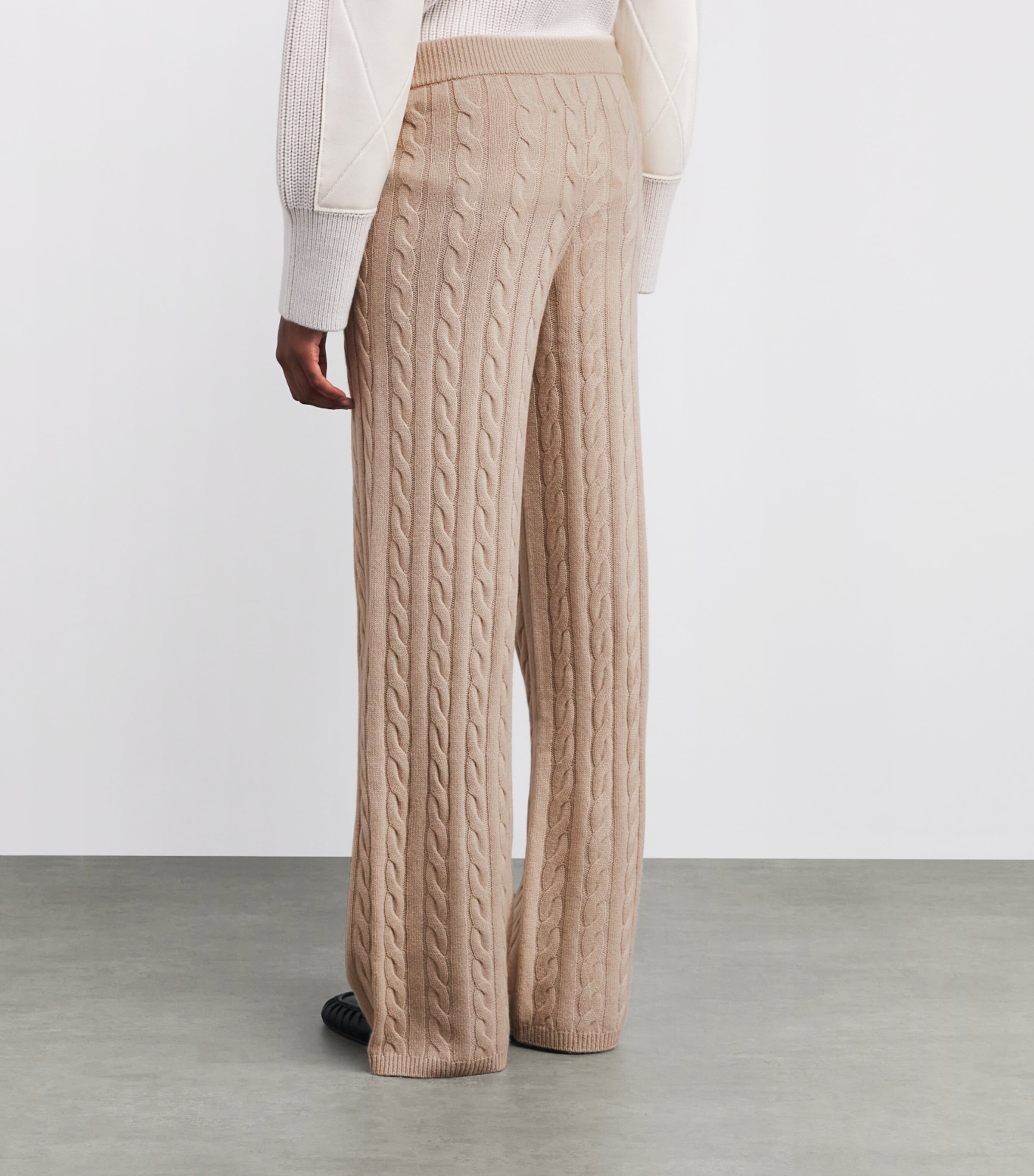 Cashmere Cable-Knit Sweatpants CHALK Image 4
