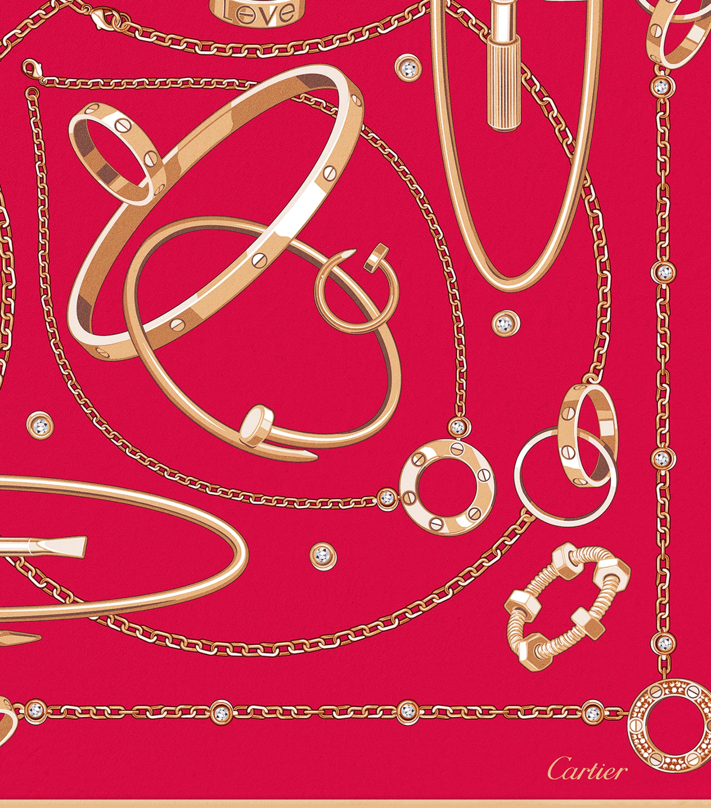 Silk Precious Mundanity Printed Scarf RED Image 4