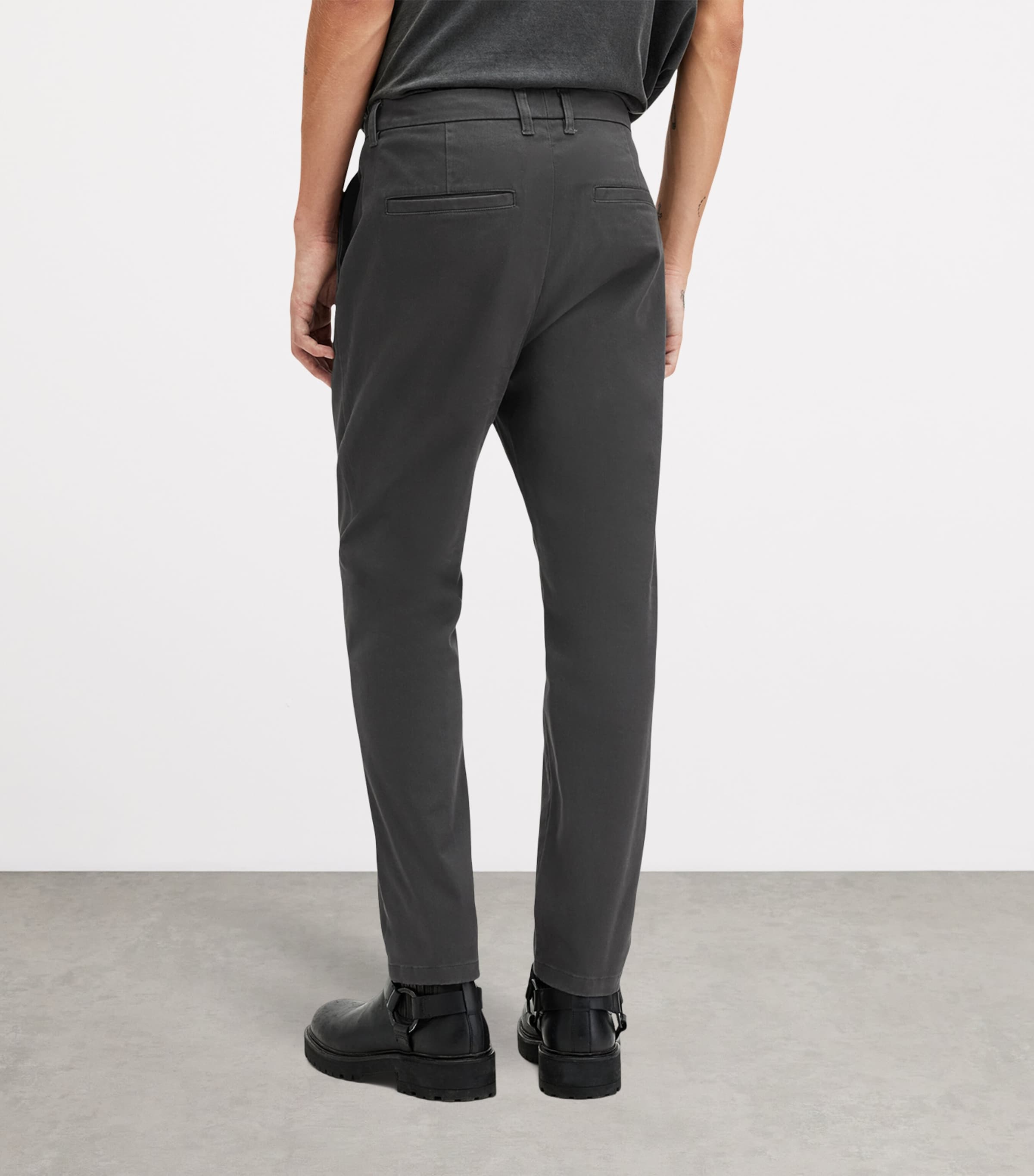 AllSaints Mens Organic Cotton Slim Walde Chinos Gravestone Grey Image 5