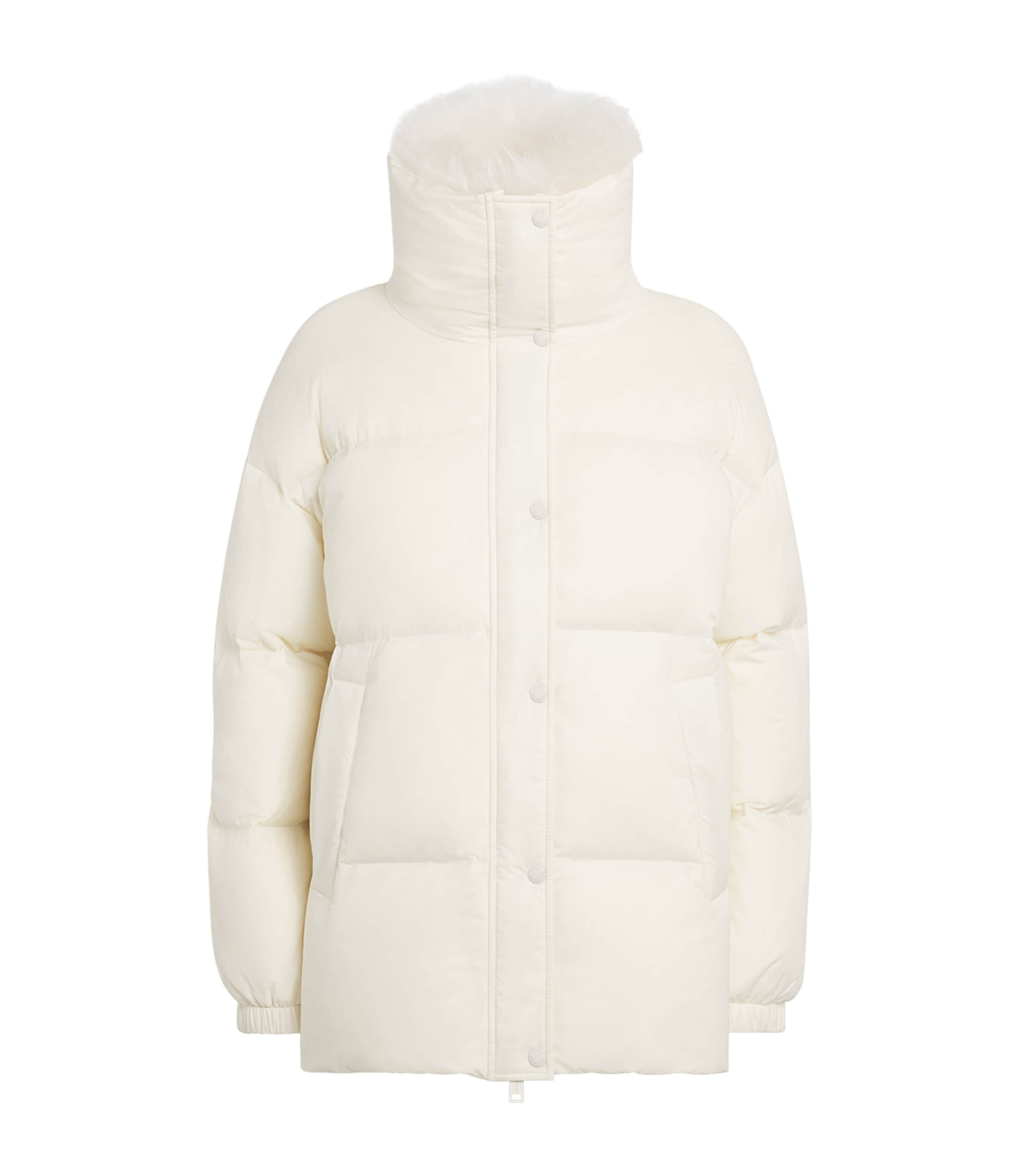 Yves Salomon Down Lambswool-collar Puffer Jacket In White