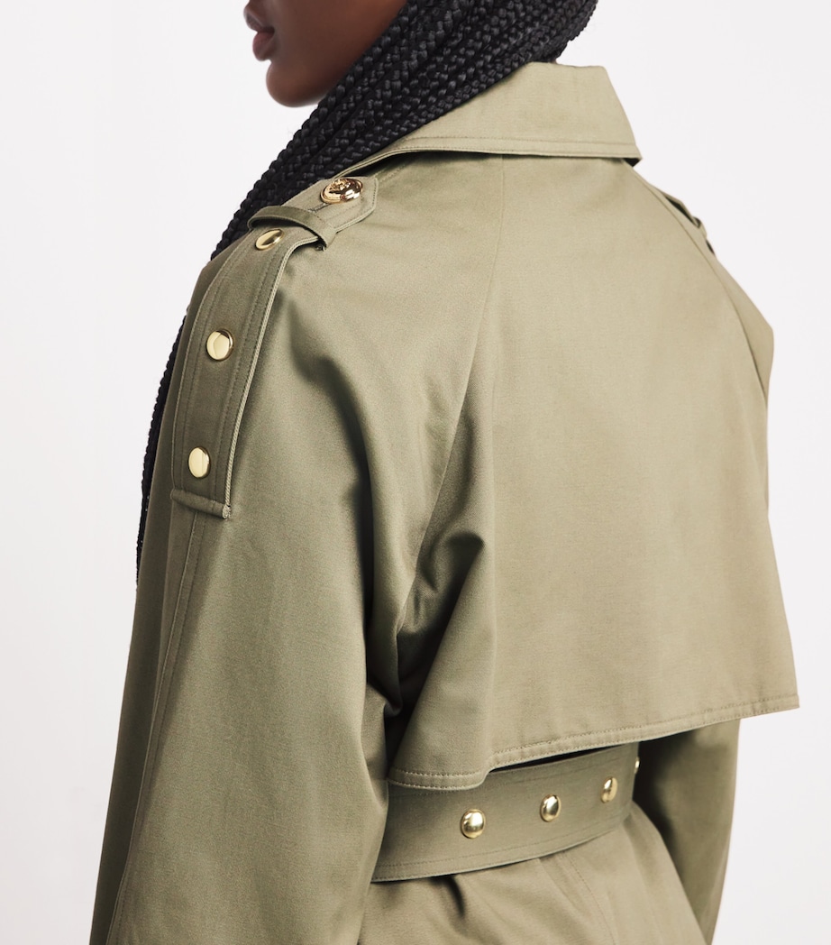 Maje Womens Cotton Belted Trench Coat Khaki Image 3
