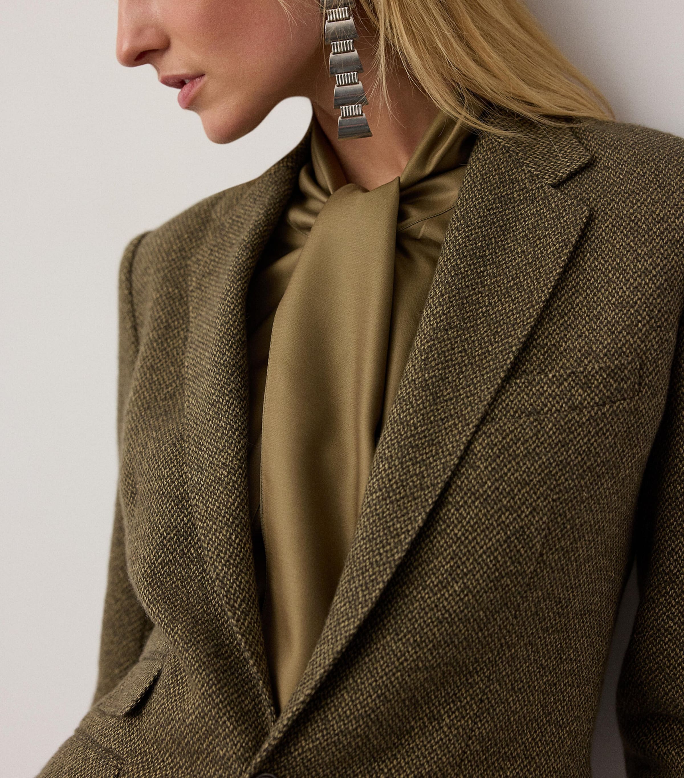 Ralph Lauren Collection Womens Linen-Cashmere-Silk Twill Parker Blazer Cypress Multi Image 6