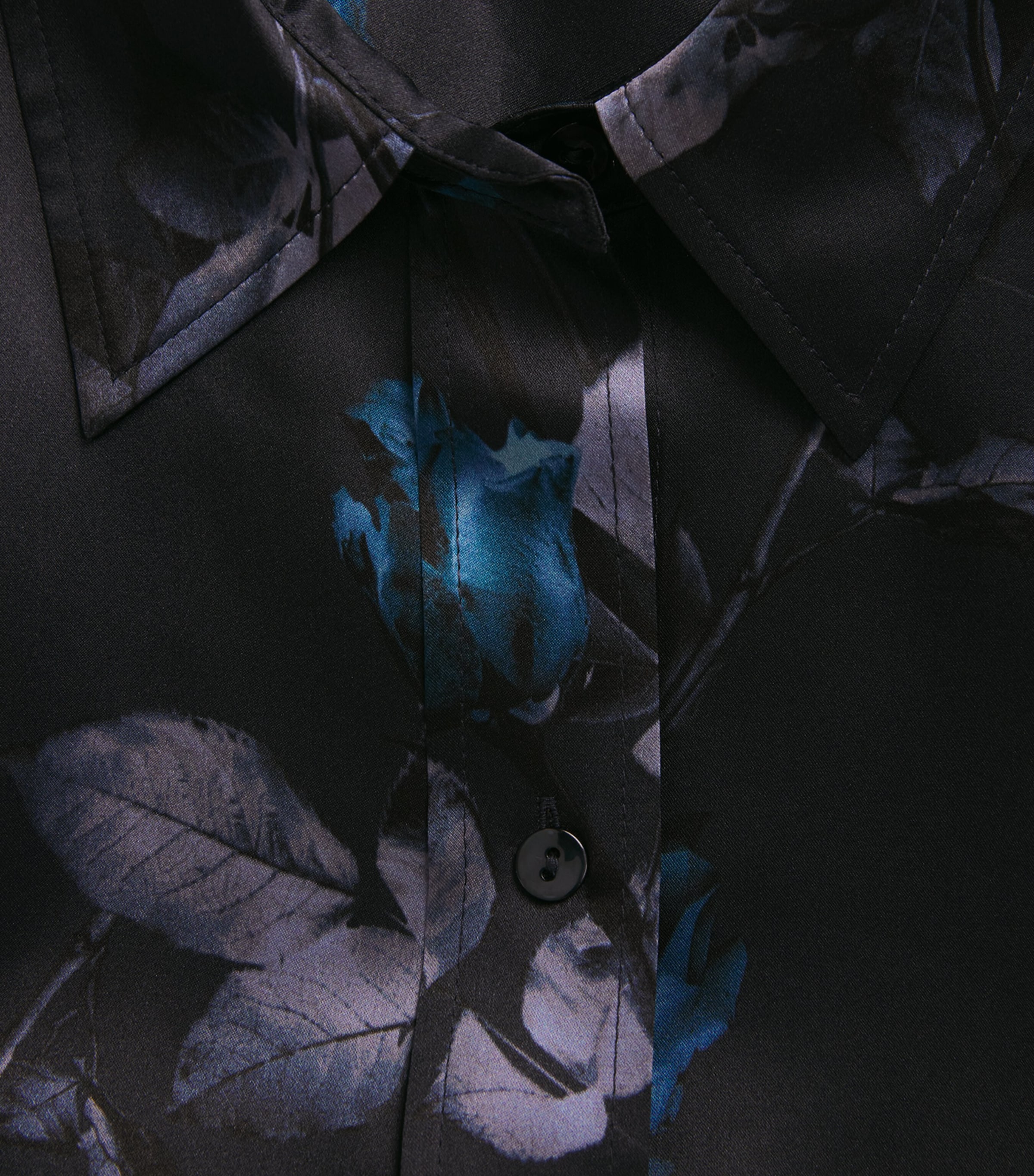 Silk Cropped-Sleeve Dani Blouse MIDNGHT MLTI MN FLRL Image 5