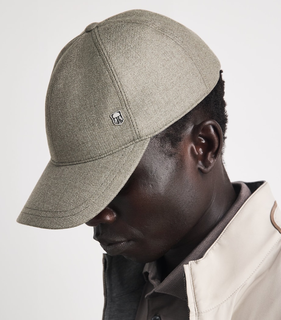 Corneliani Virgin Wool Crest Baseball Cap Natural/beige Image 2