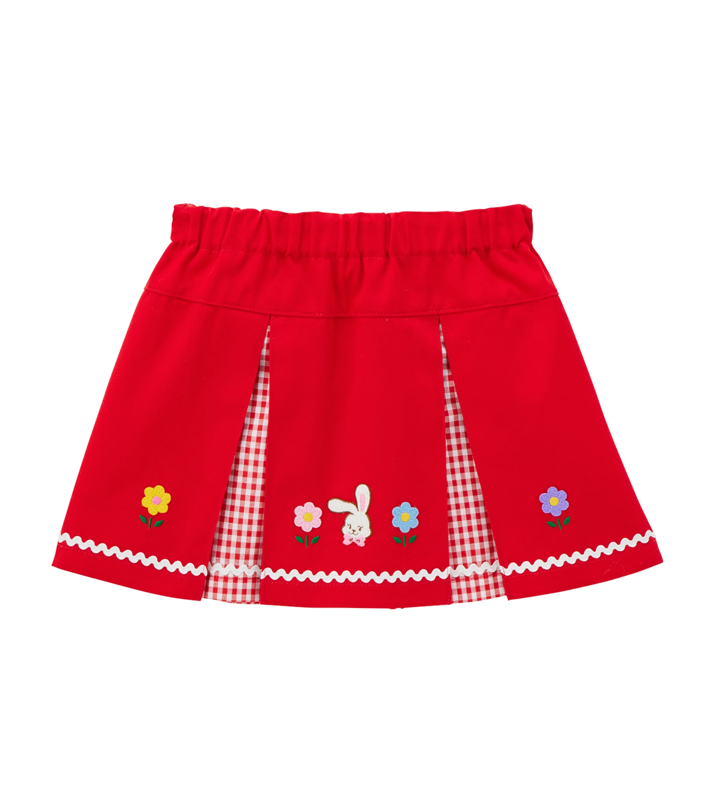 Miki House Check Pleated Skirt In Red