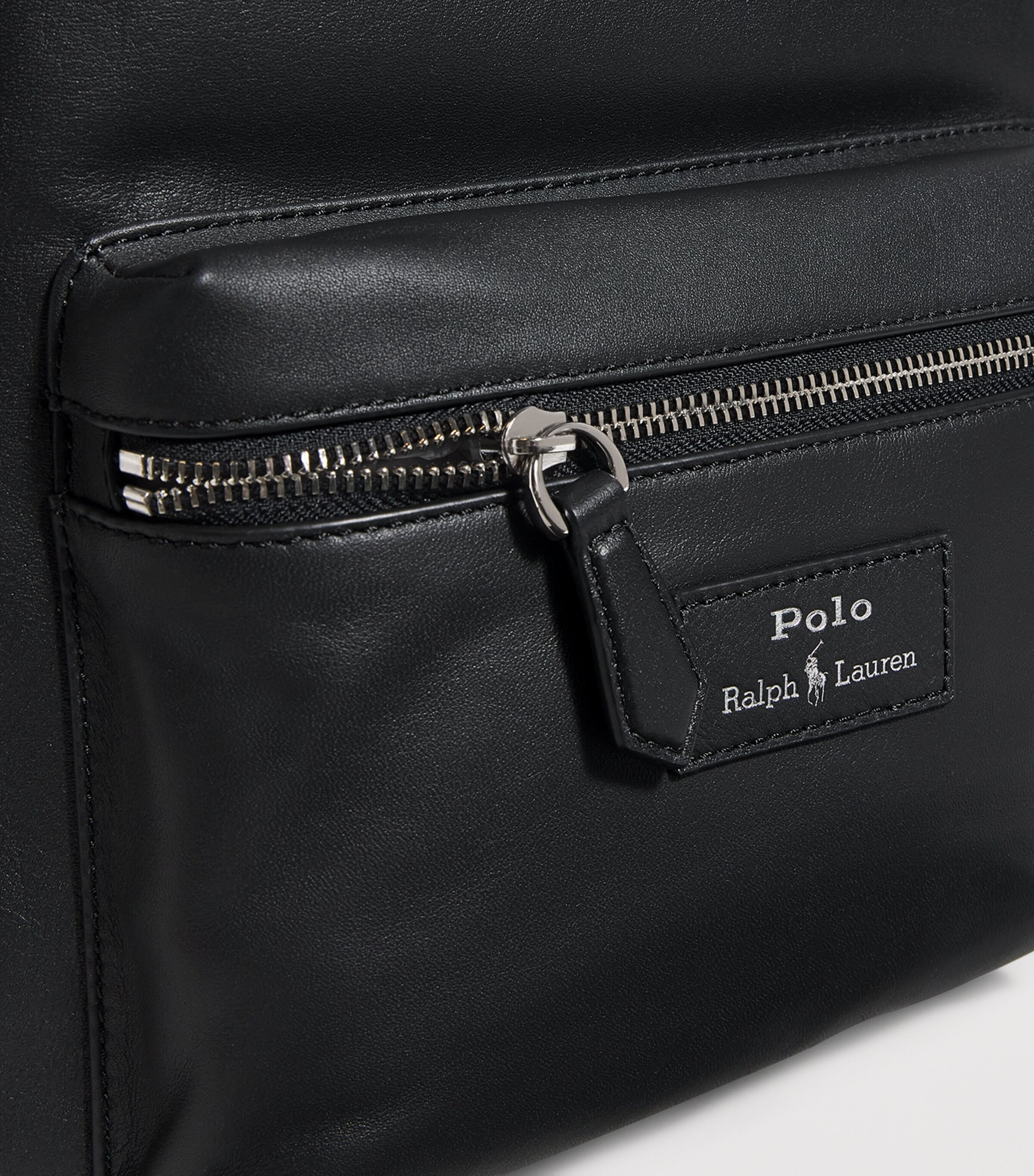 Polo Ralph Lauren Leather Logo Backpack Black Image 6