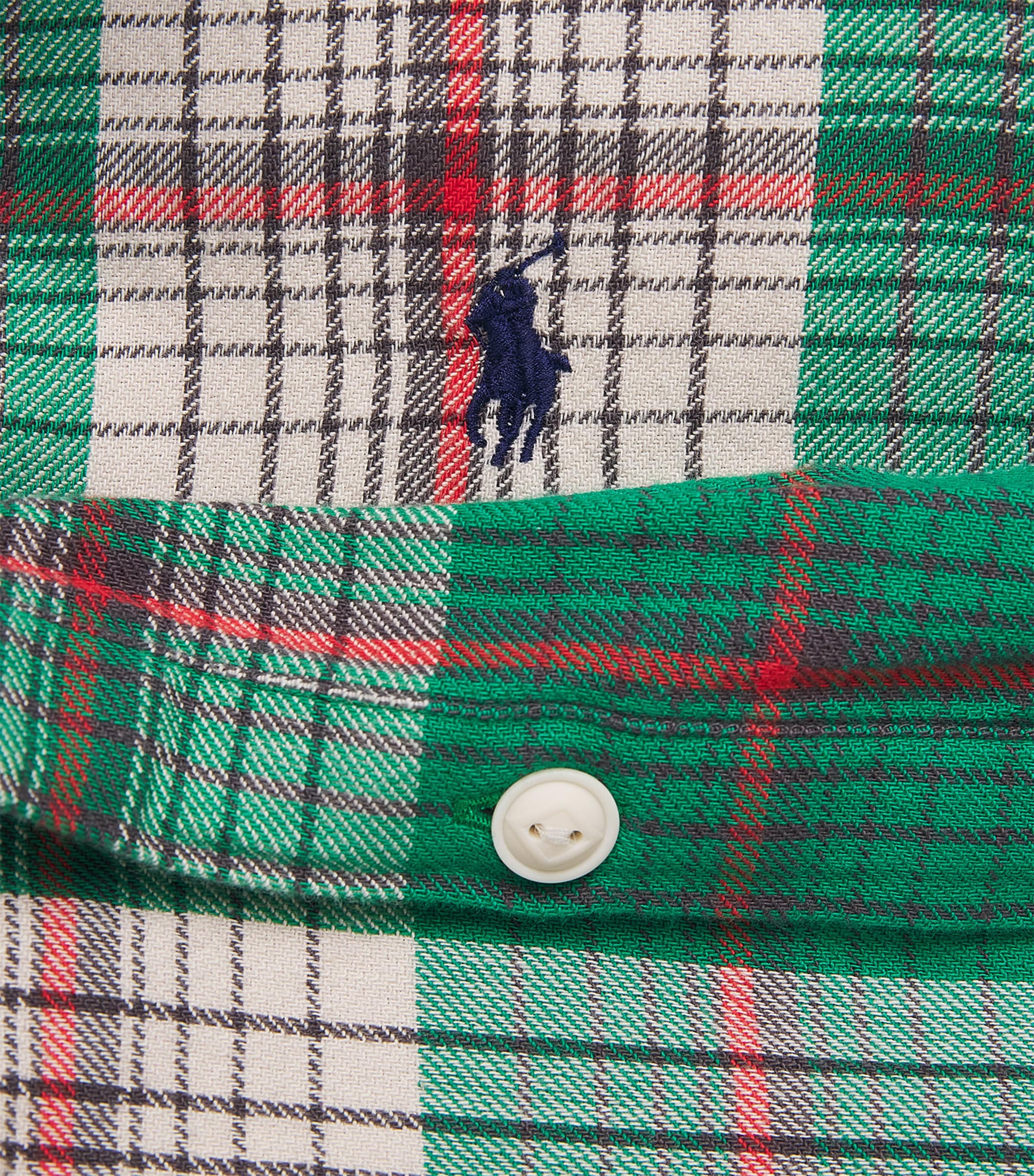 Polo Ralph Lauren Womens Cotton Check Shirt Green Crm Mlti Image 6
