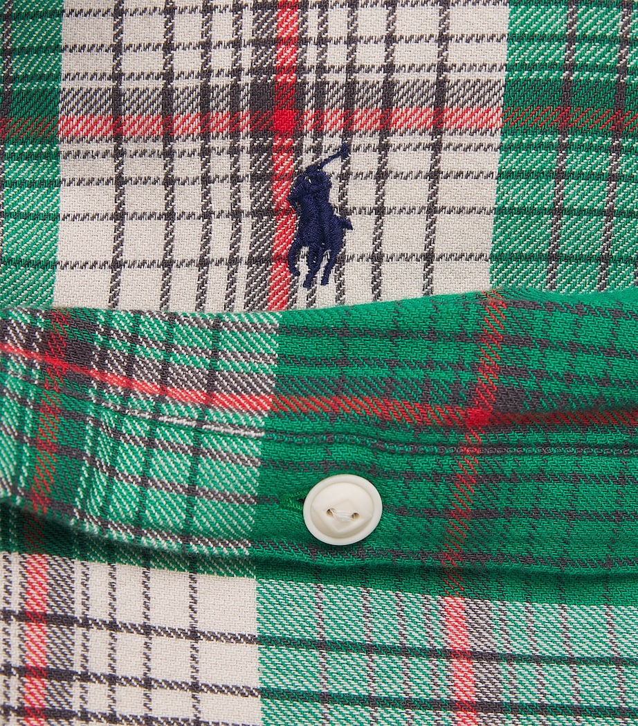 Polo Ralph Lauren Womens Cotton Check Shirt Green Crm Mlti Image 6