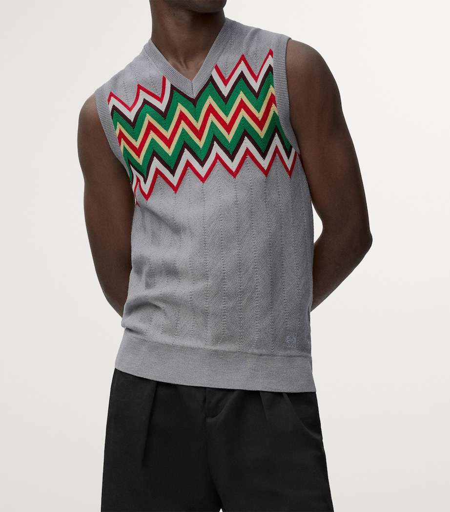 Wool-Blend Zigzag Sweater Vest GREY/MULTICOLOR Image 3