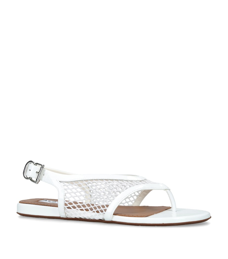 Alaïa Patent Leather Fishnet Sandals White Image 3