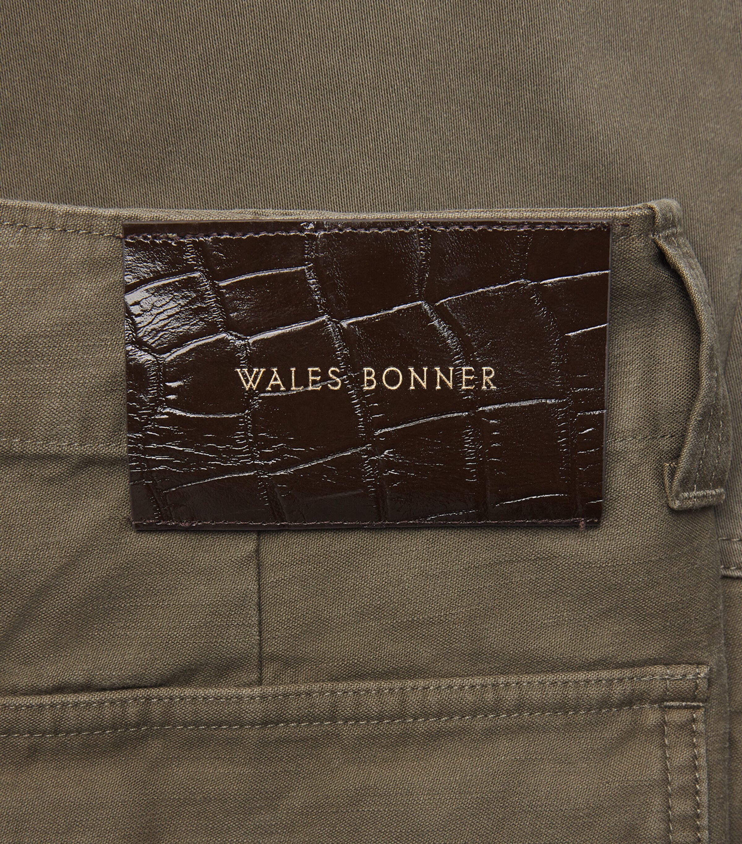 Wales Bonner Mens Organic Cotton Brixton Trousers Olive Image 6