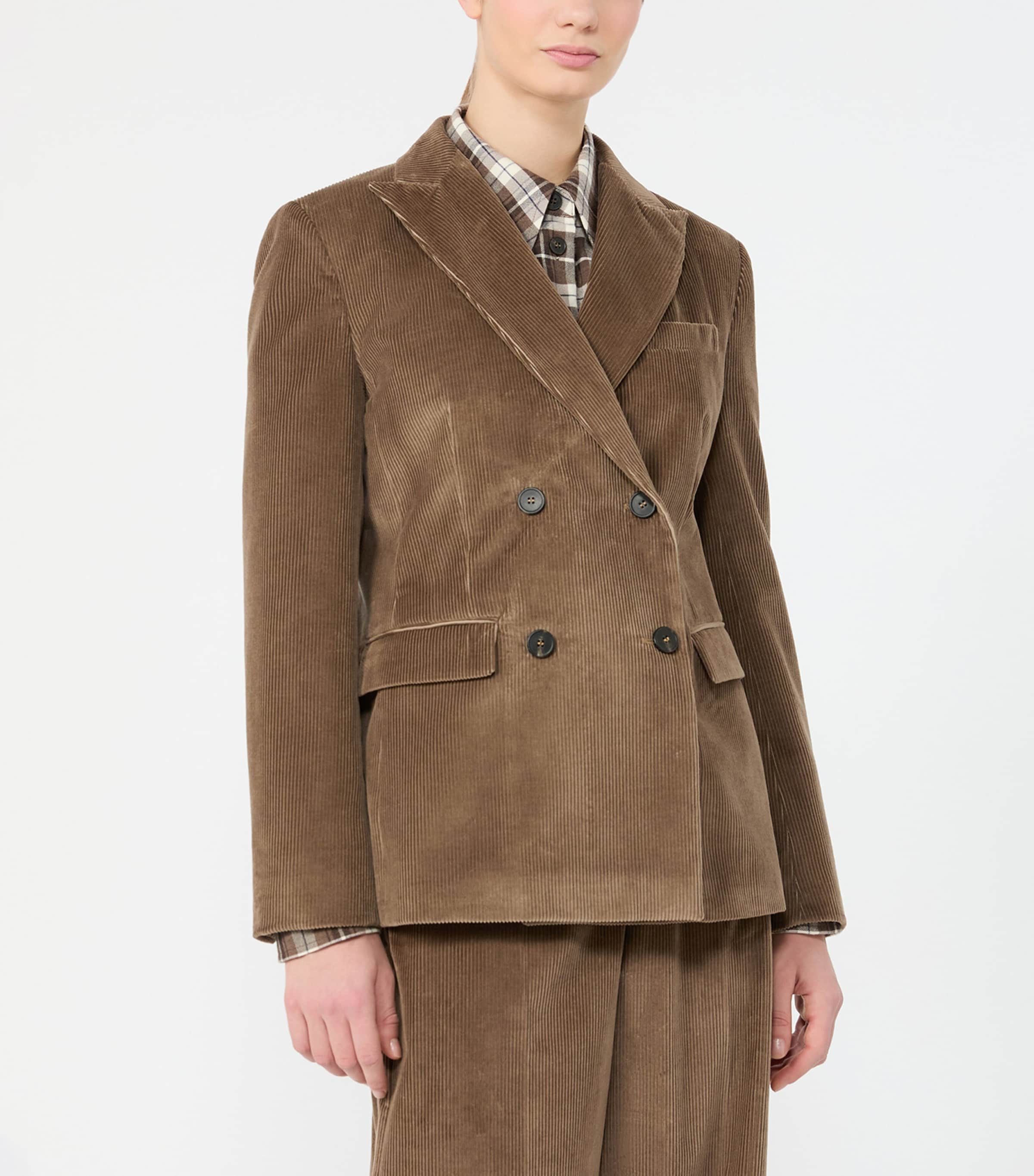 Weekend Max Mara Womens Corduroy Double-Breasted Blazer Light Brown Image 3
