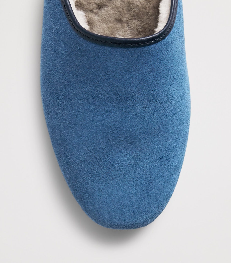 Derek Rose Suede Douglas Slippers Blue Image 6