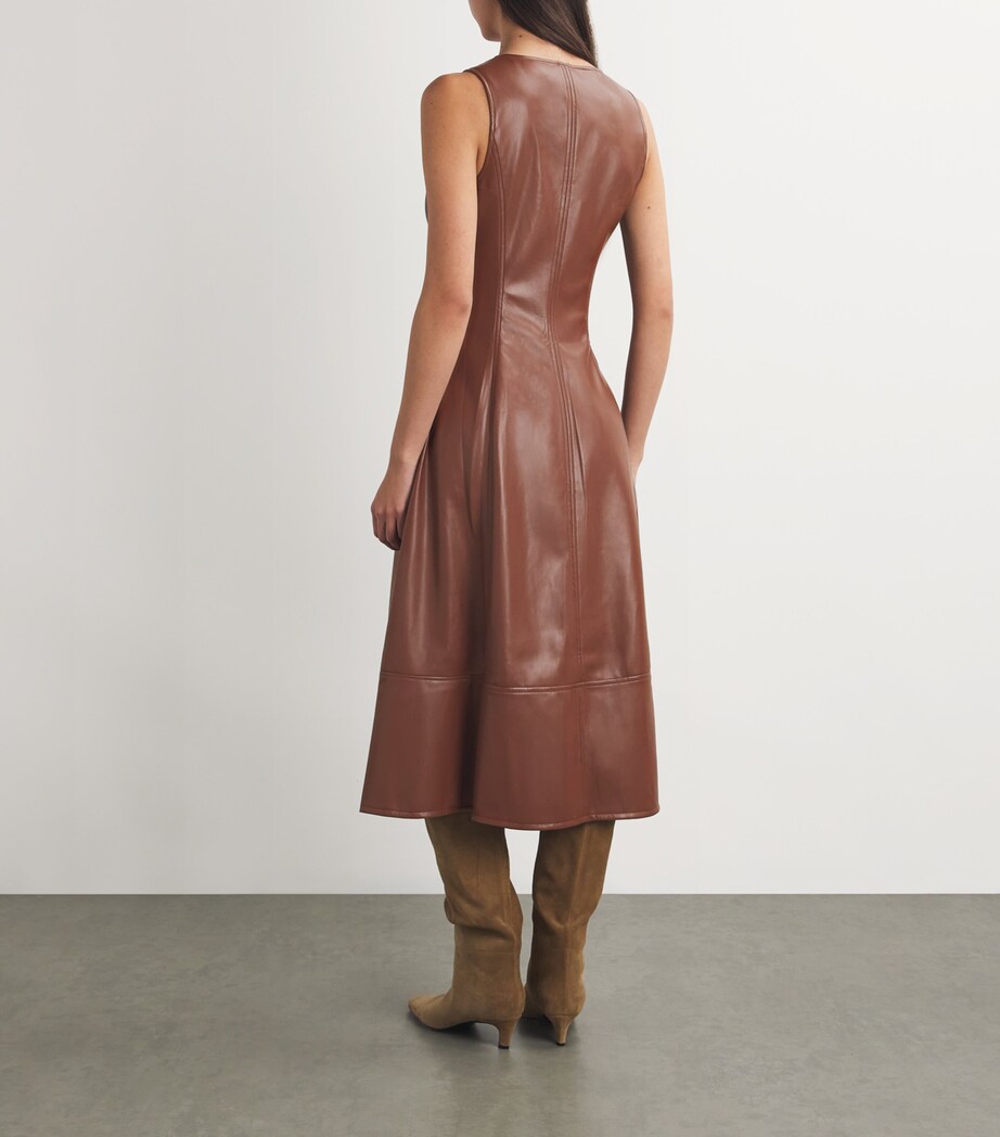PAIGE Brown Faux Leather Fiorella Midi Dress | Harrods US PAIGE Brown Faux Leather Fiorella Midi Dress | Harrods US