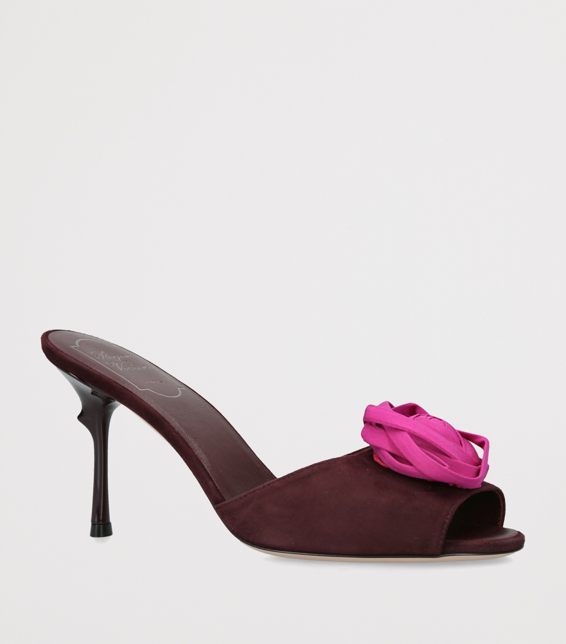 Roger Vivier Suede Rose Mules 85 Brown/oth Image 2