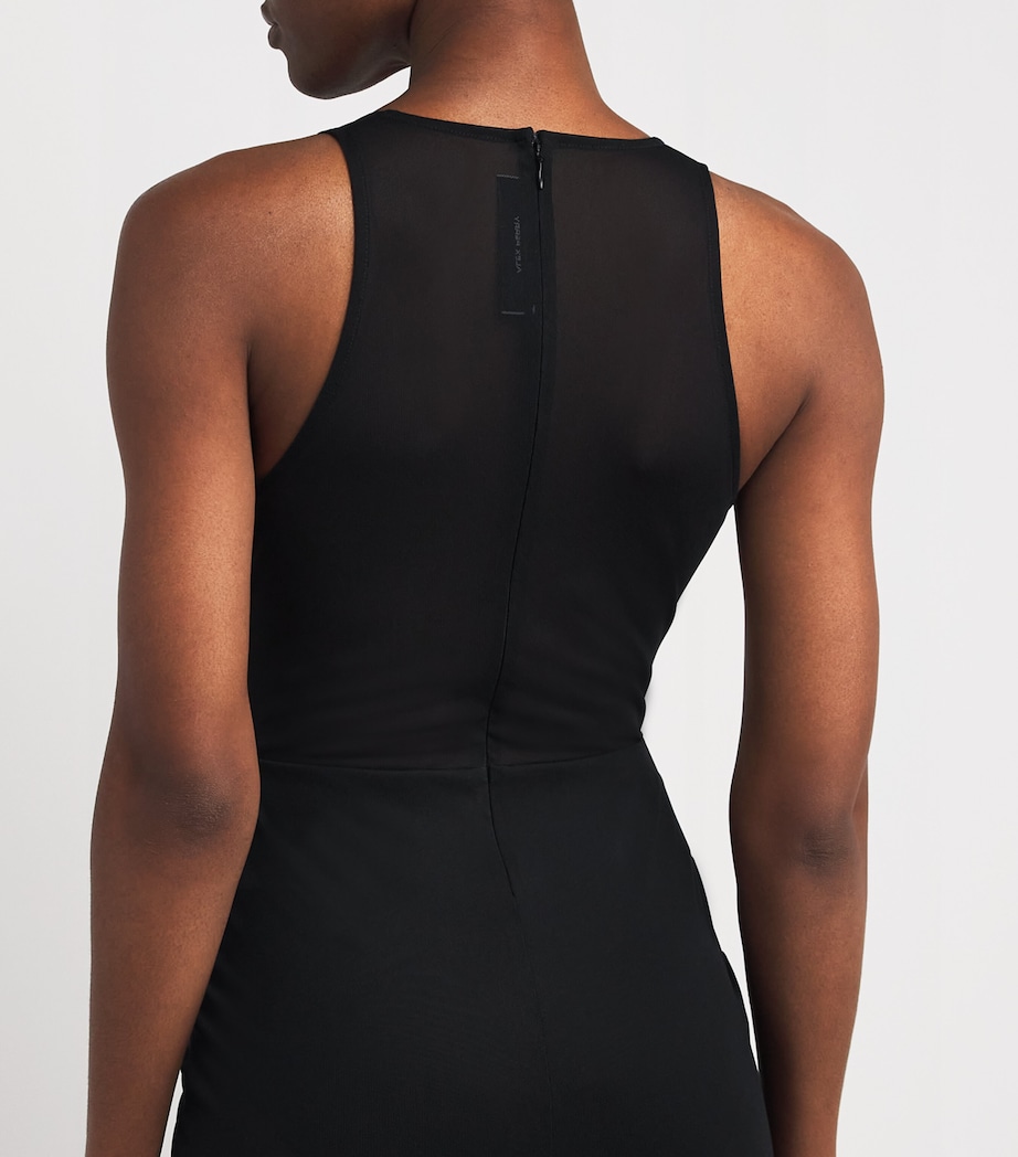 Stretch-Mesh Midi Dress BLACK Image 4
