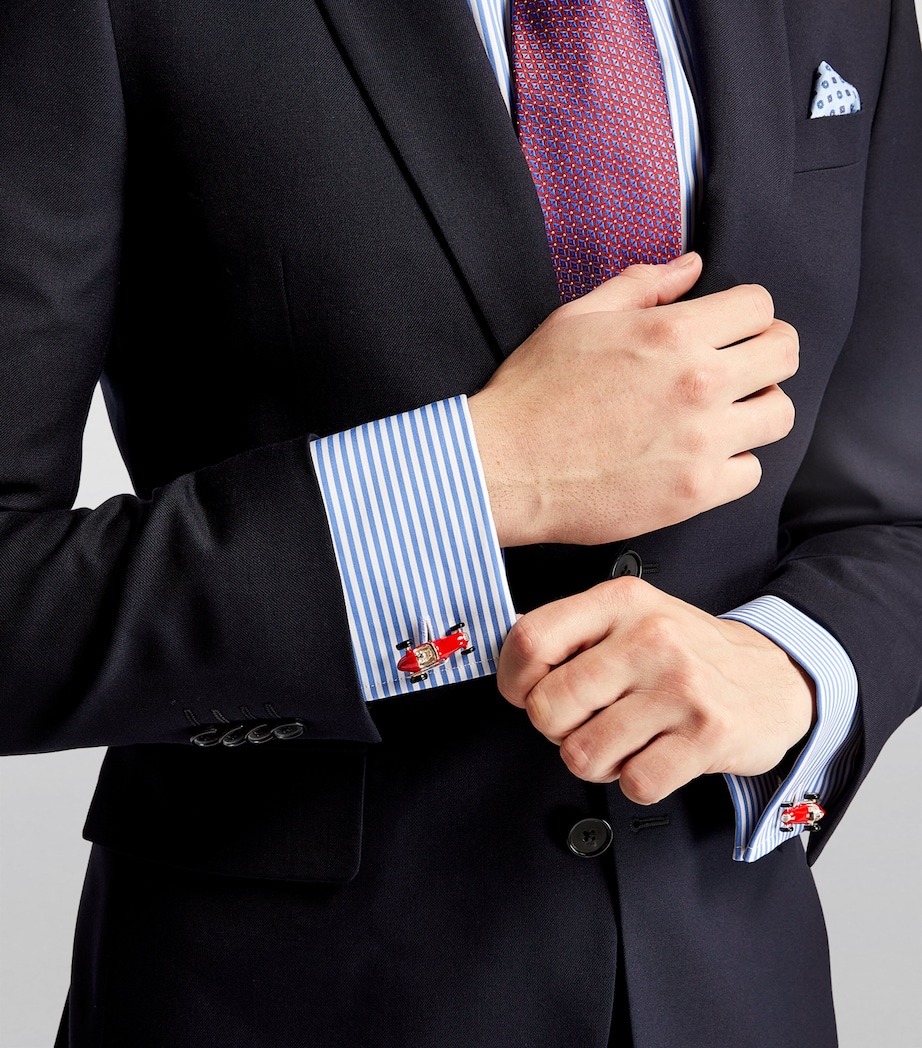 Sterling Silver Racing Car Cufflinks RED Image 4