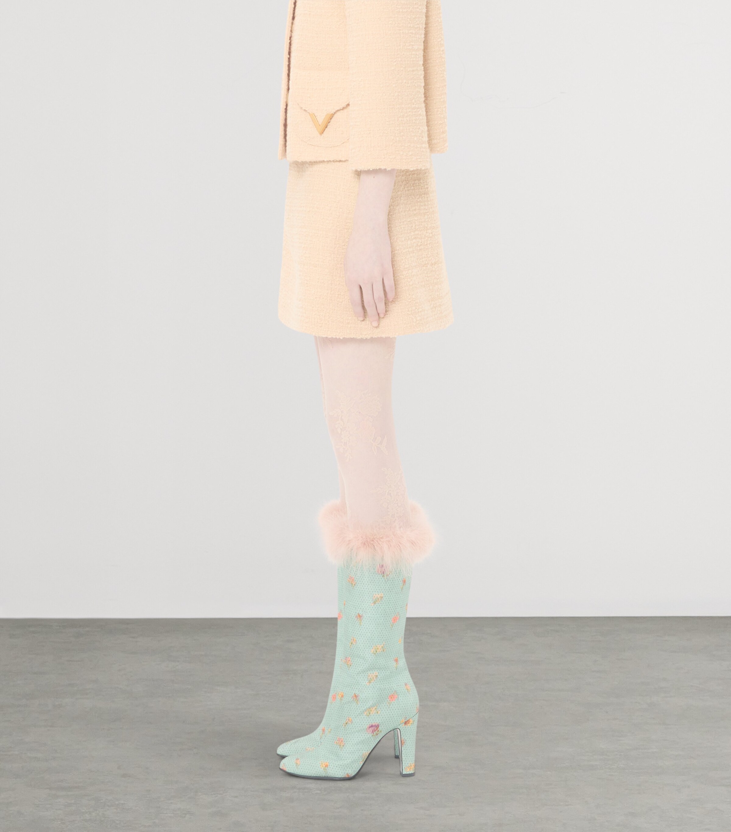 Valentino Womens Virgin Wool-Blend Tweed Mini Skirt Image 3
