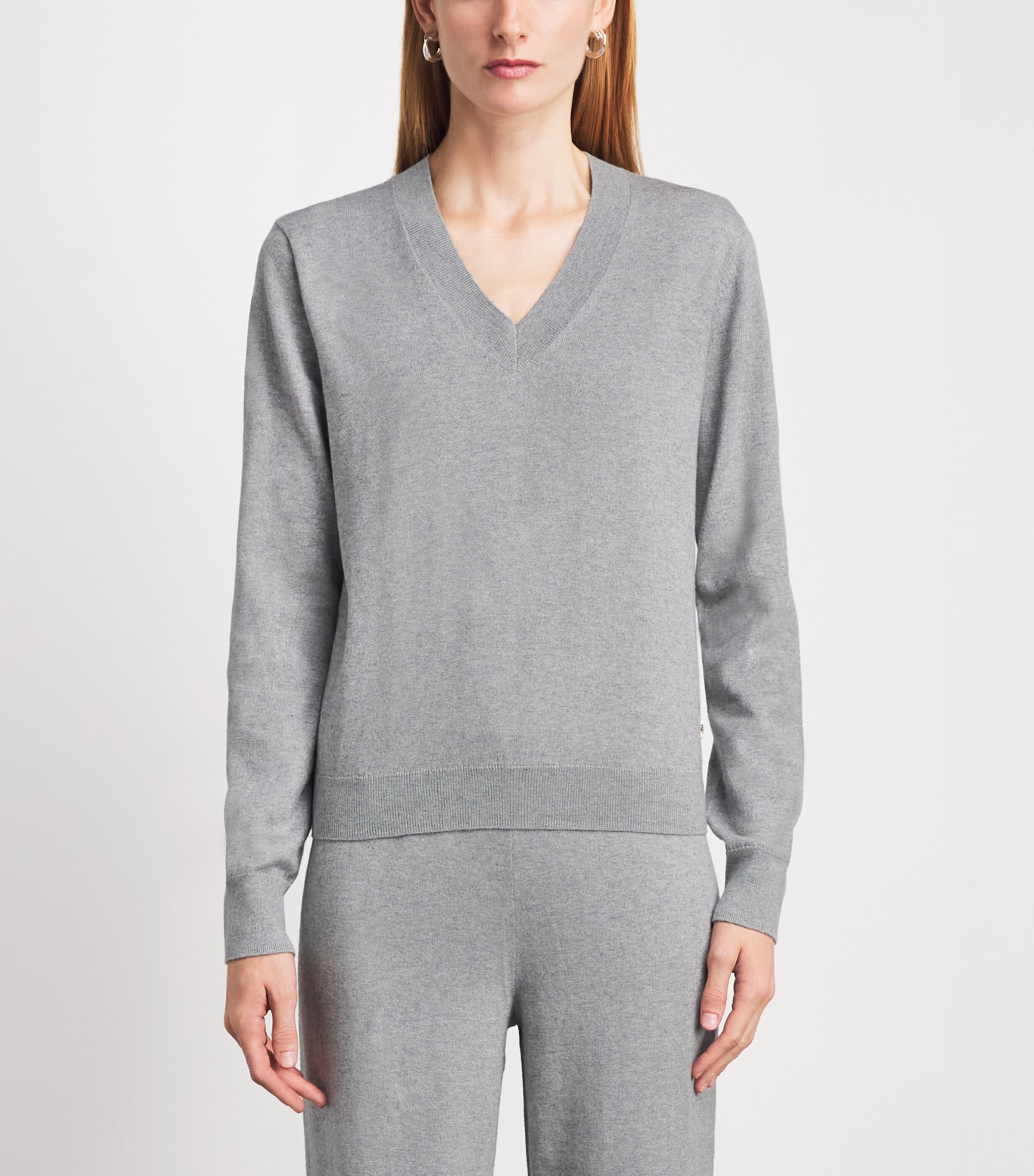 ÉTERNE Womens Cotton-Cashmere Lennox Sweater Grey Image 4