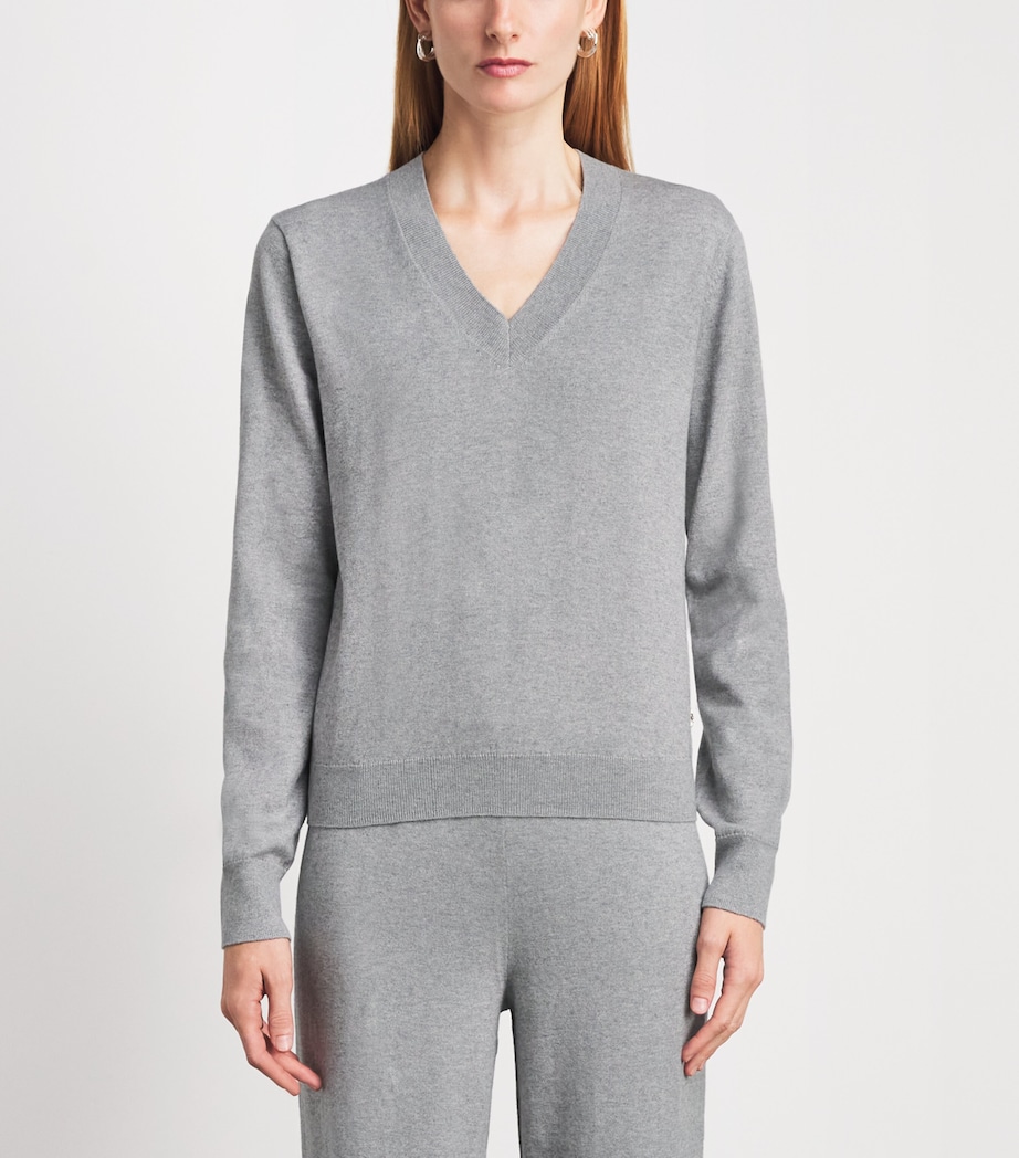 ÉTERNE Womens Cotton-Cashmere Lennox Sweater Grey Image 4