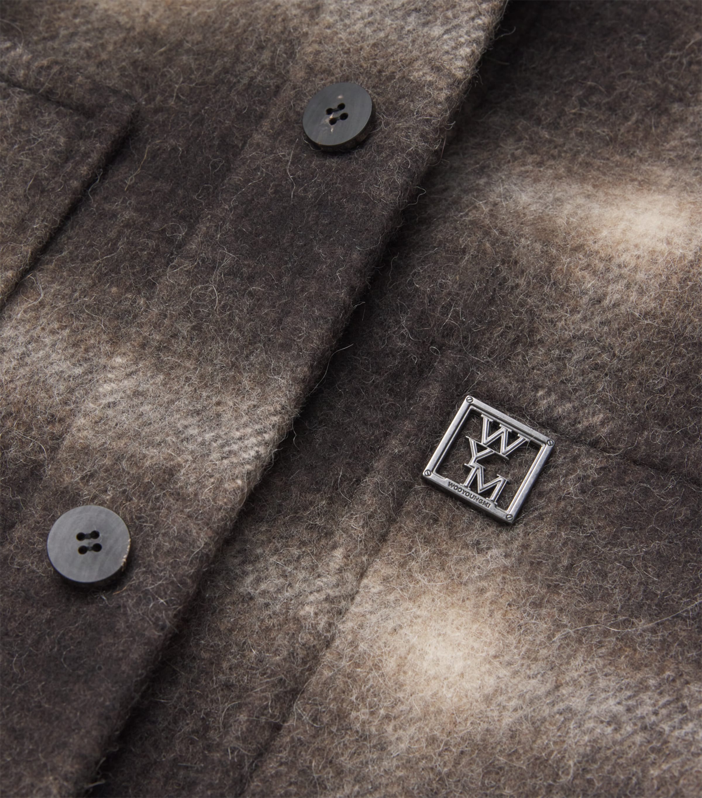 Wool-Alpaca Check Shacket MUD Image 5